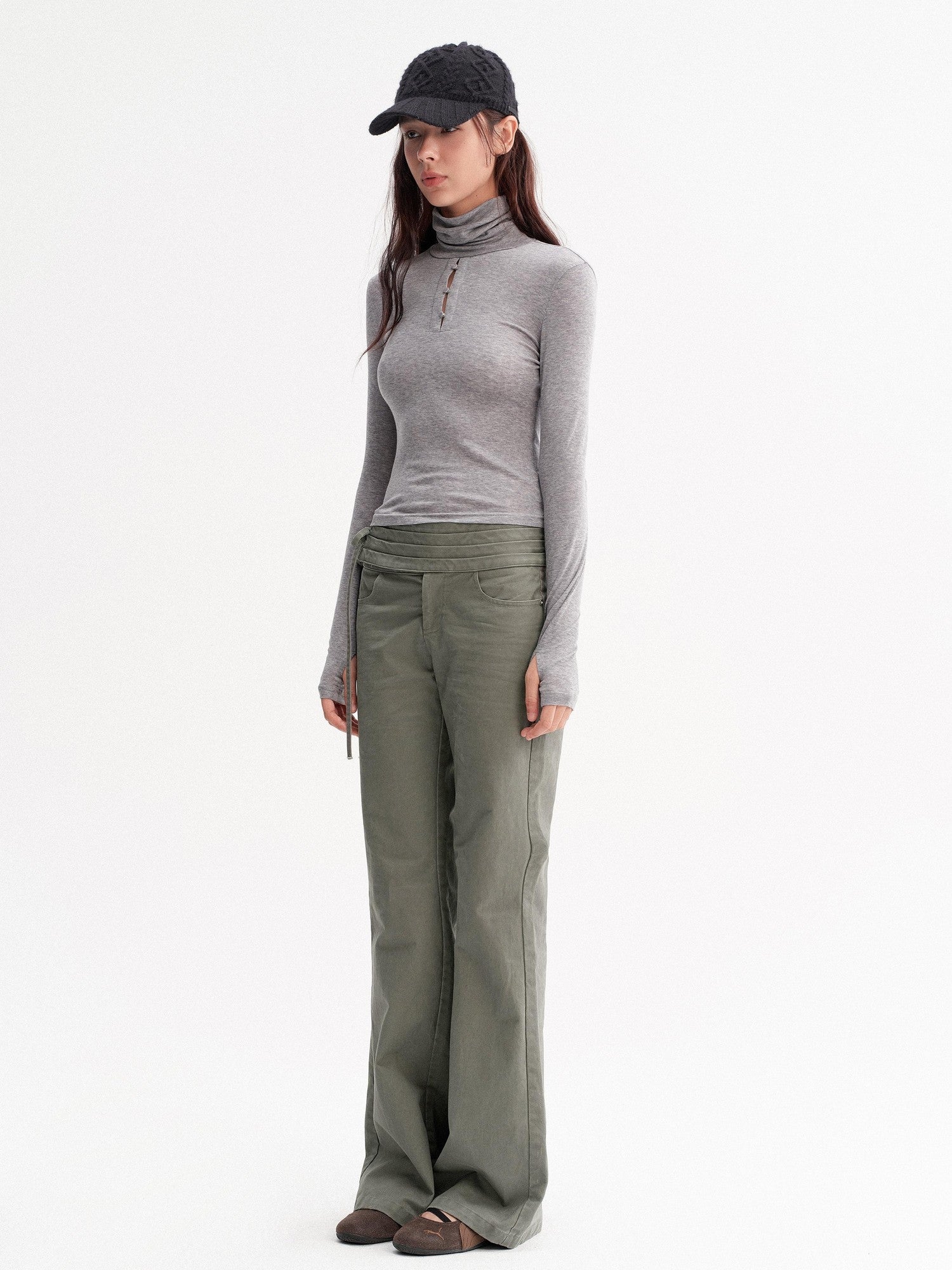 DKZ OFFICIAL Vintage Washed Pleated Drawstring Women&