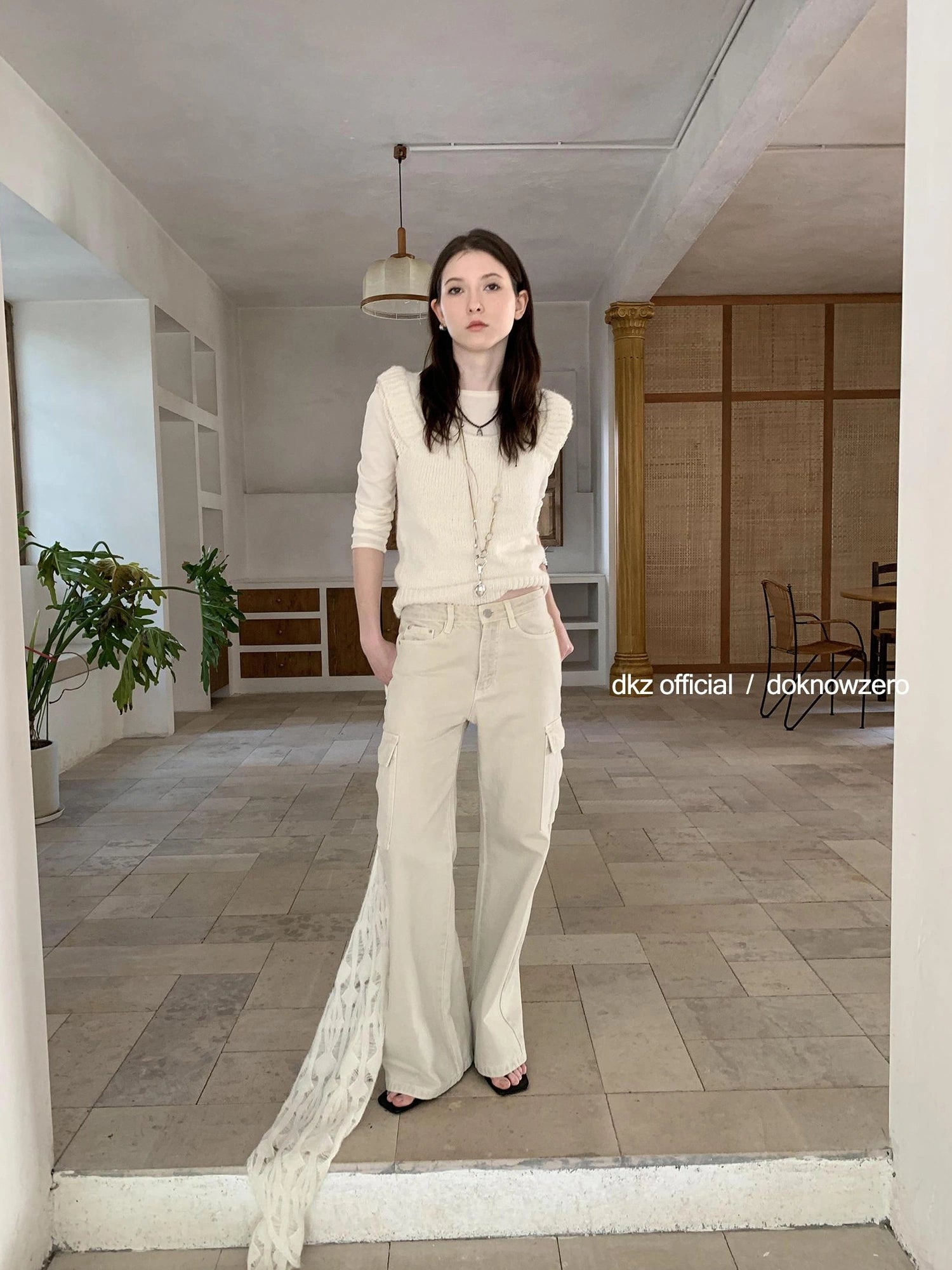 DKZ OFFICIAL Vintage Washed Wide Leg Trousers