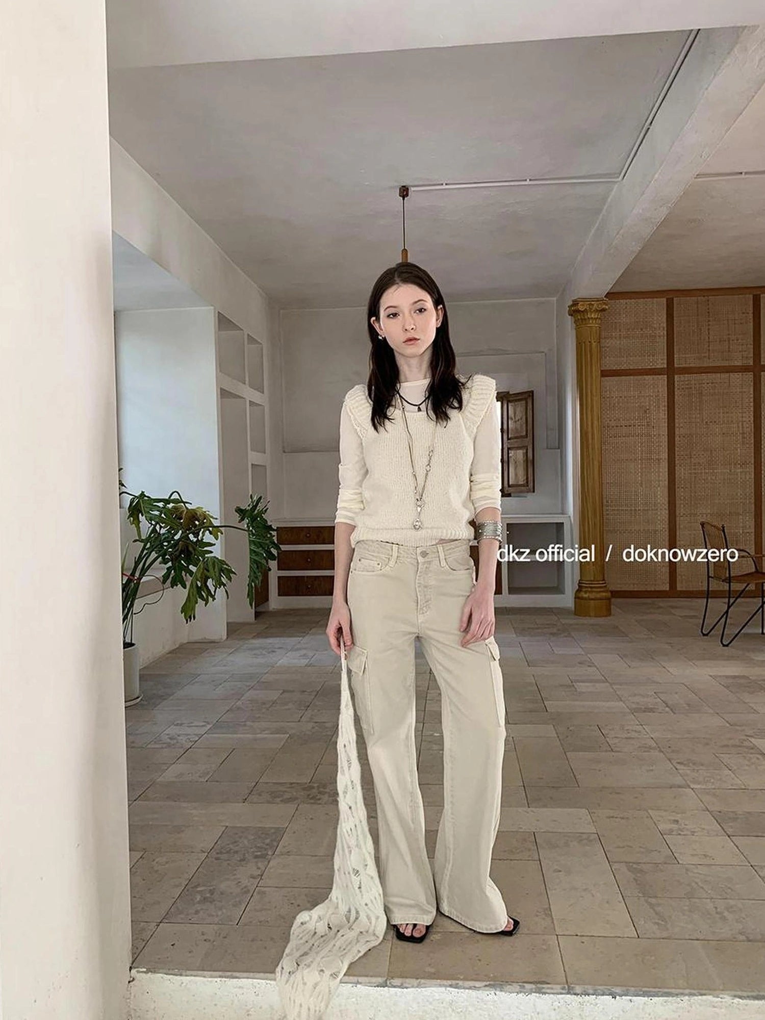 DKZ OFFICIAL Vintage Washed Wide Leg Trousers