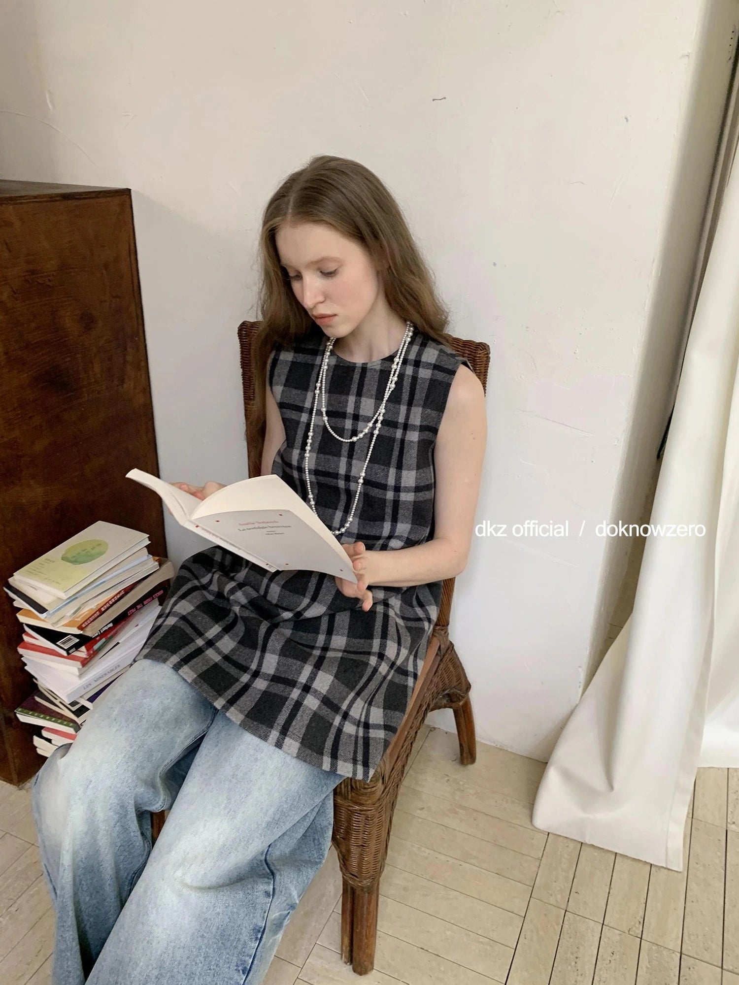 Vintage Wool Plaid A Line Vest Dress