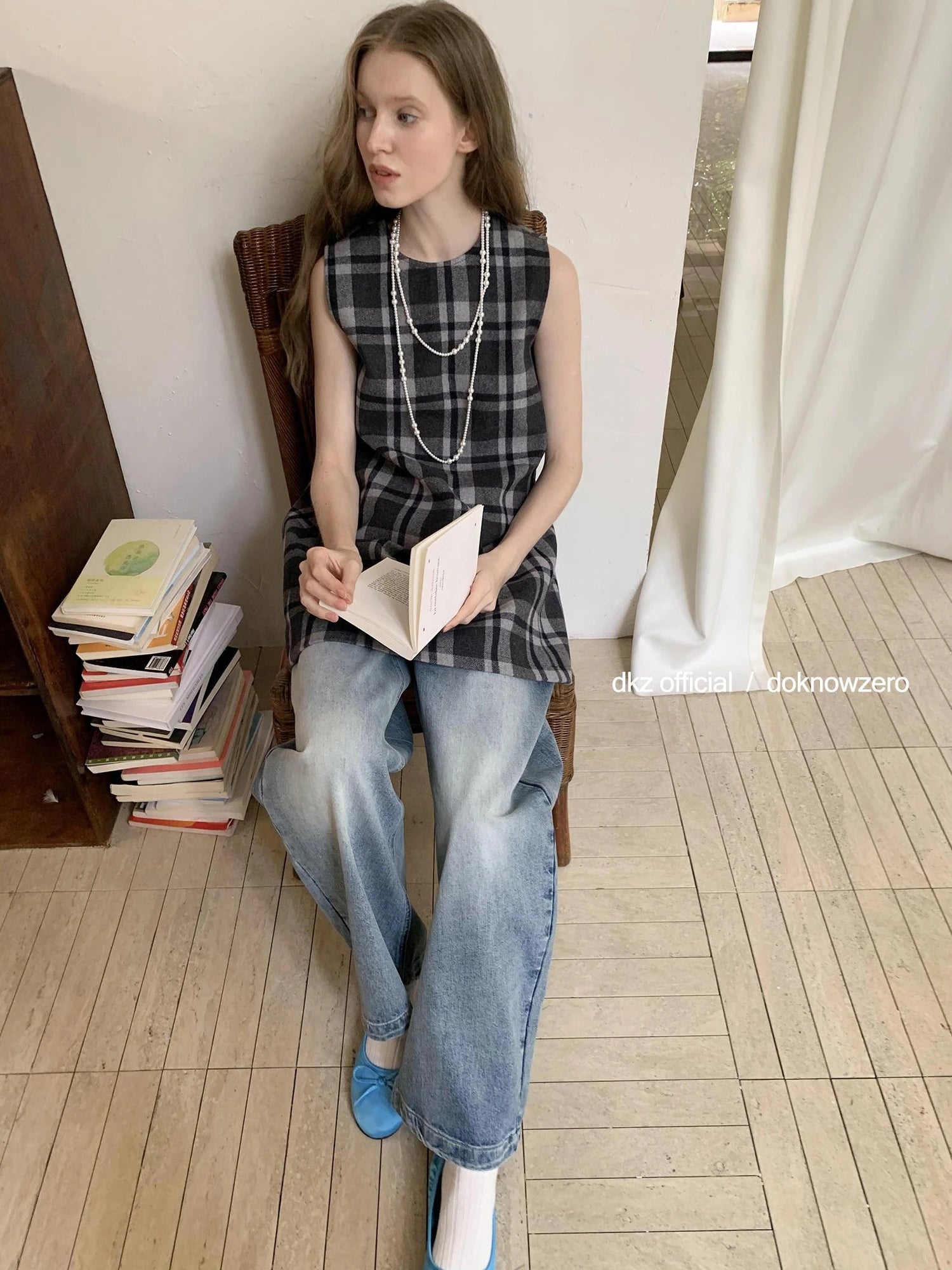 Vintage Wool Plaid A Line Vest Dress