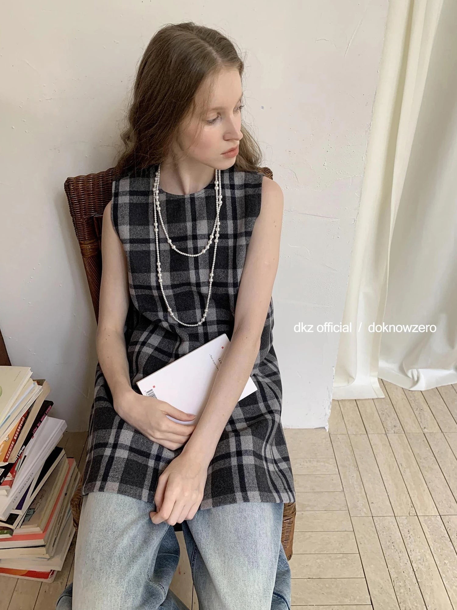 Vintage Wool Plaid A Line Vest Dress