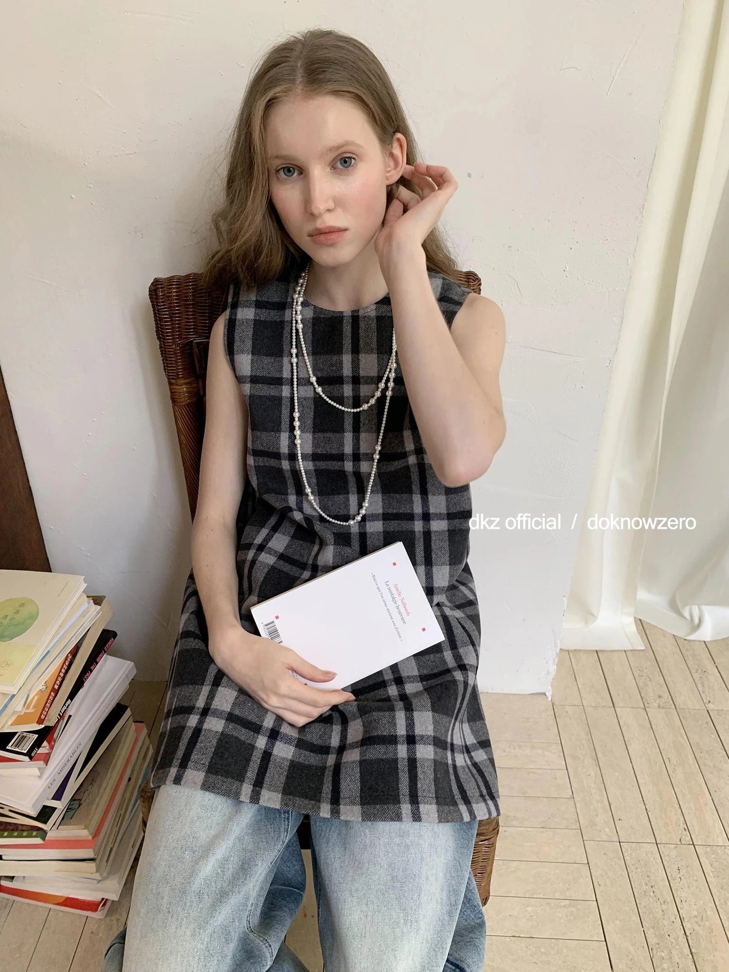 Vintage Wool Plaid A Line Vest Dress