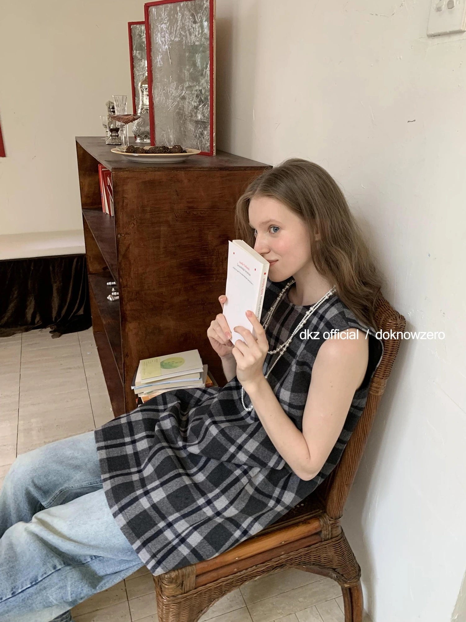 Vintage Wool Plaid A Line Vest Dress