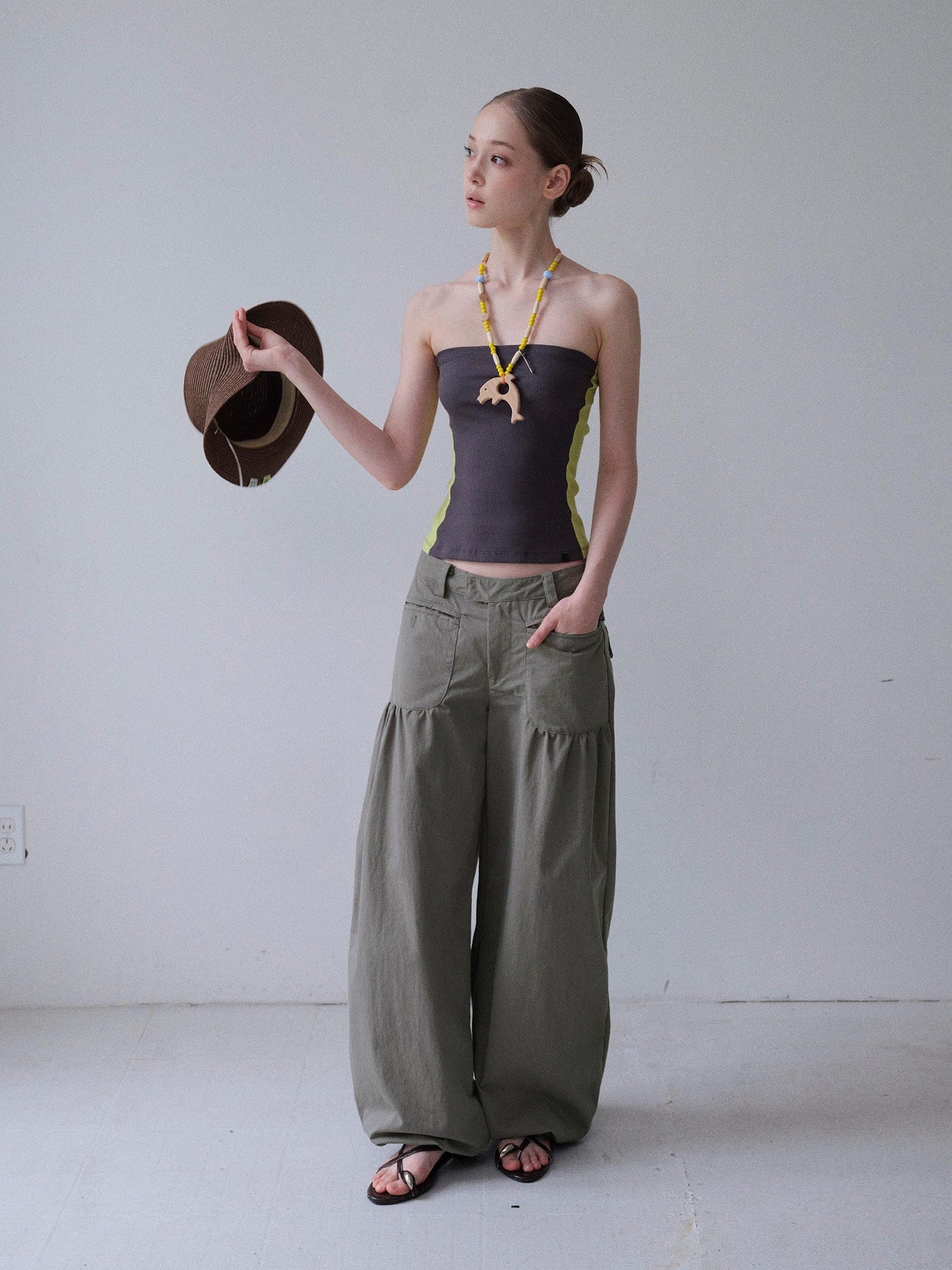DKZ OFFICIAL Washed Slot Pocket Drawcord Hem Women&