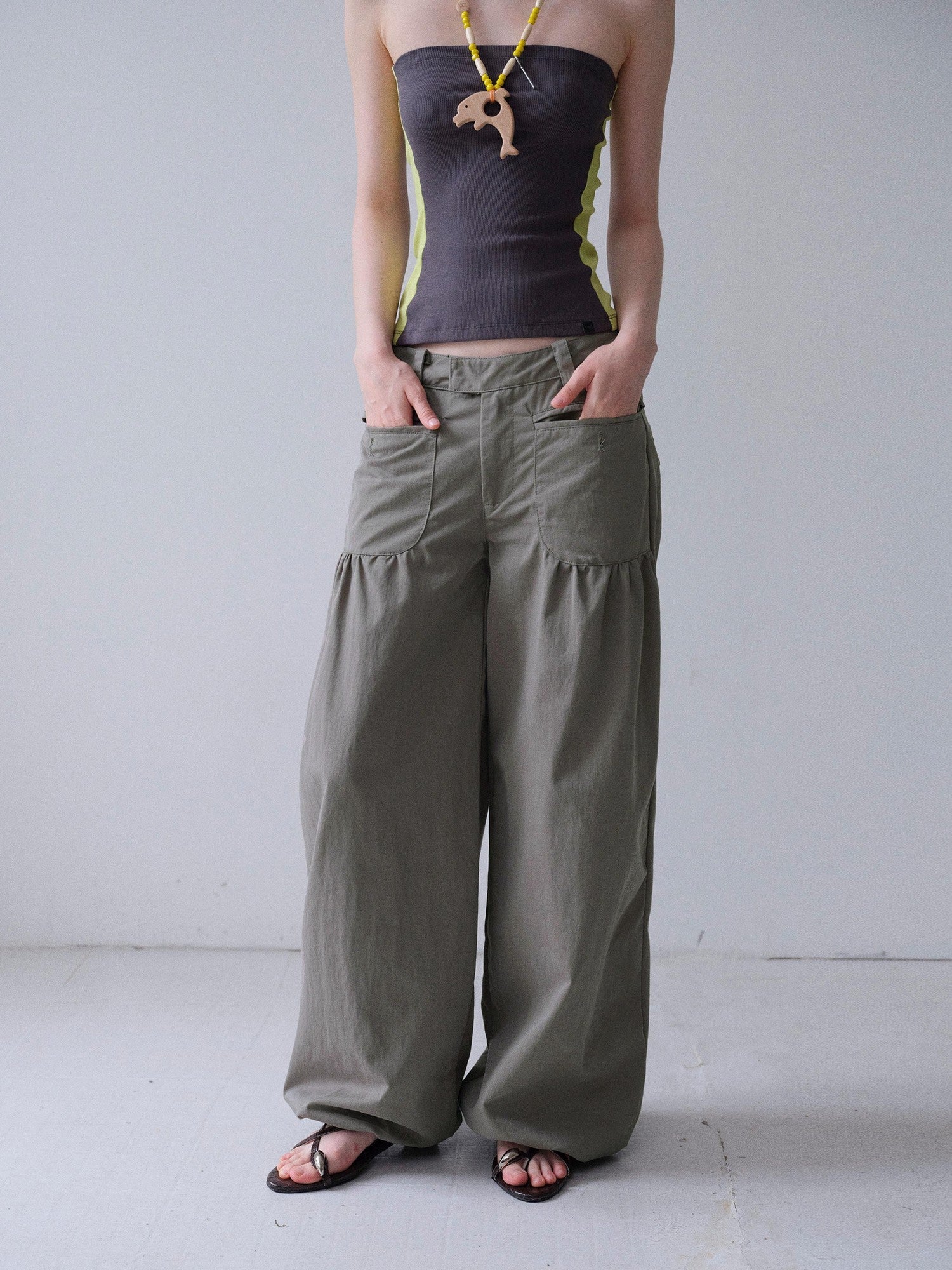 DKZ OFFICIAL Washed Slot Pocket Drawcord Hem Women&