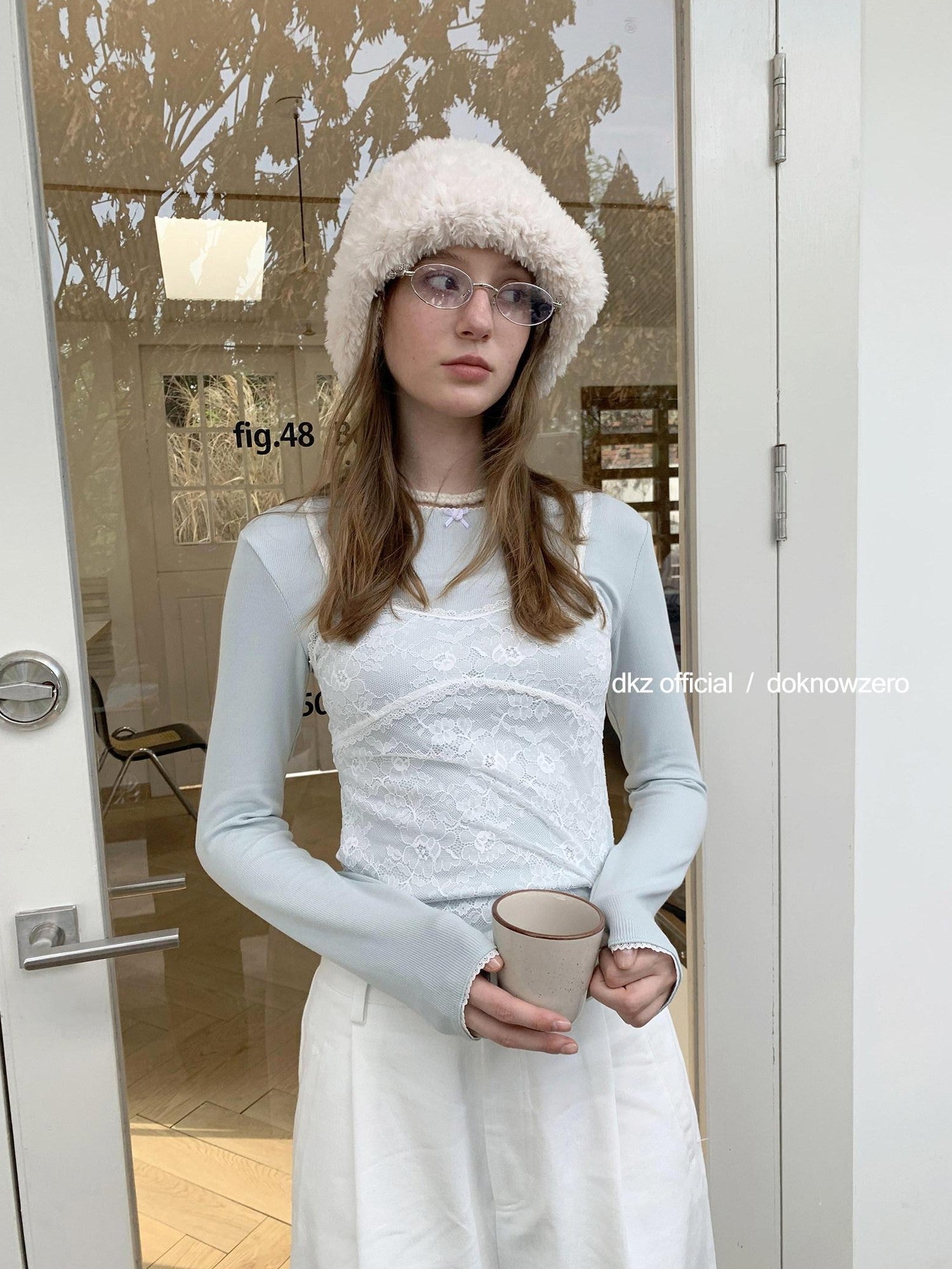 DKZ OFFICIAL White Embroidered Cutout Layered Women&