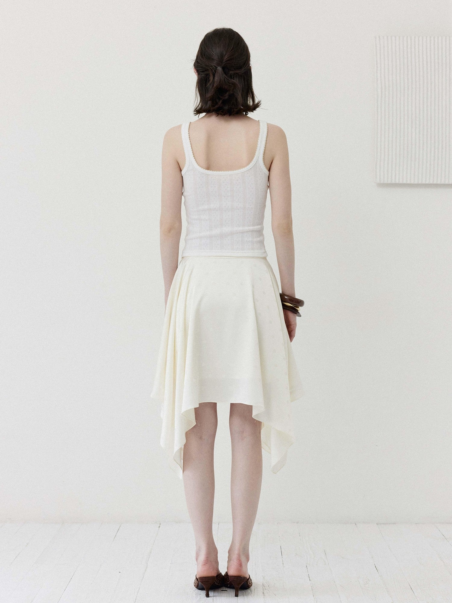 DKZ OFFICIAL White Lace Buttoned Slim Racerback Women&