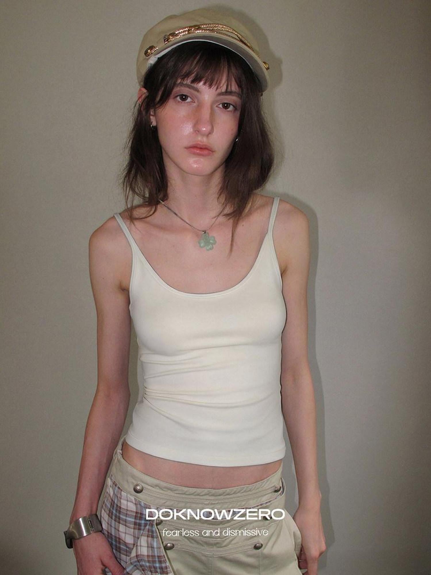 DKZ OFFICIAL White Layered Fitted U Neck Women&