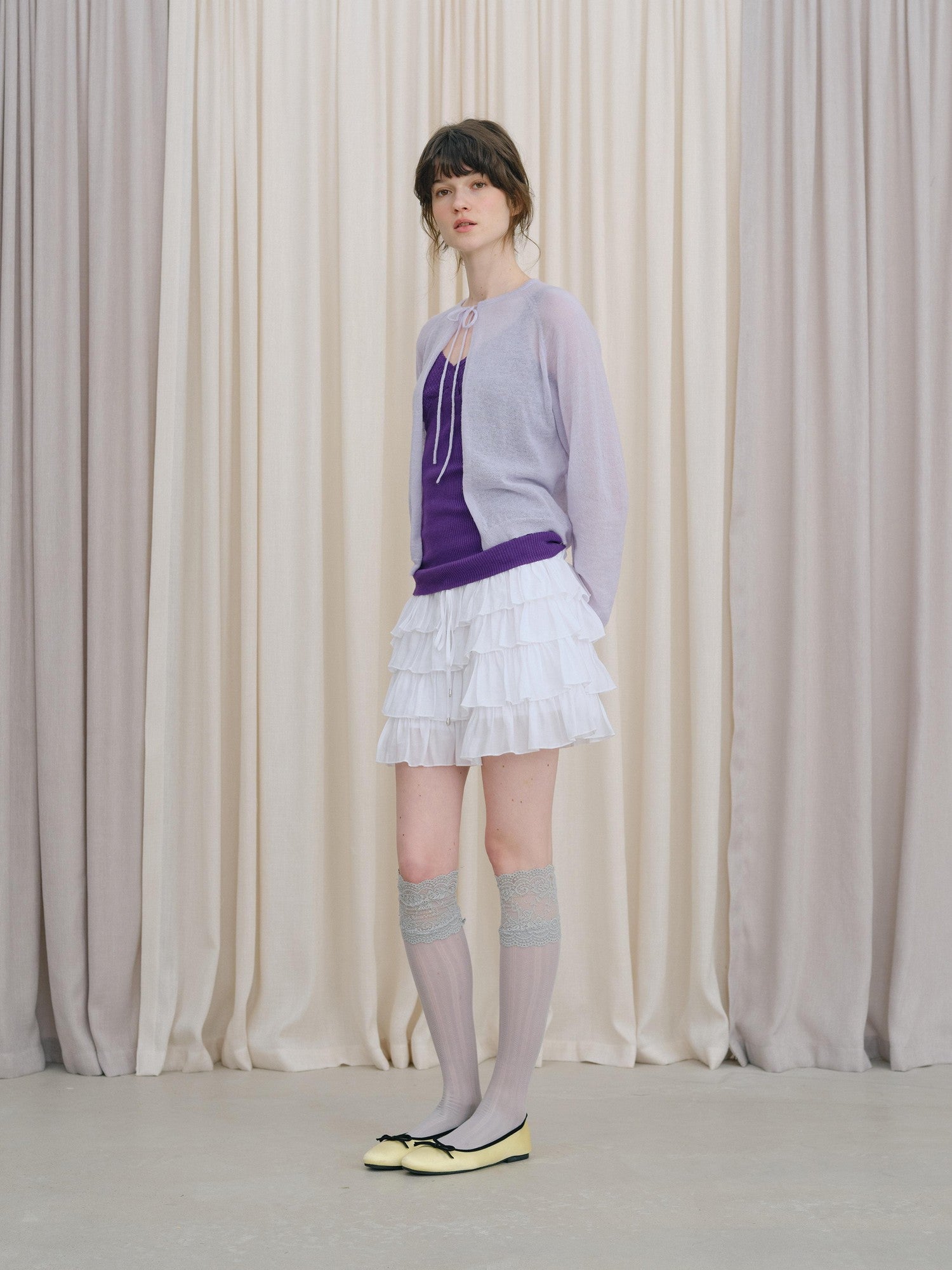 DKZ OFFICIAL White Layered Lace Puffed Cake A Line Women&
