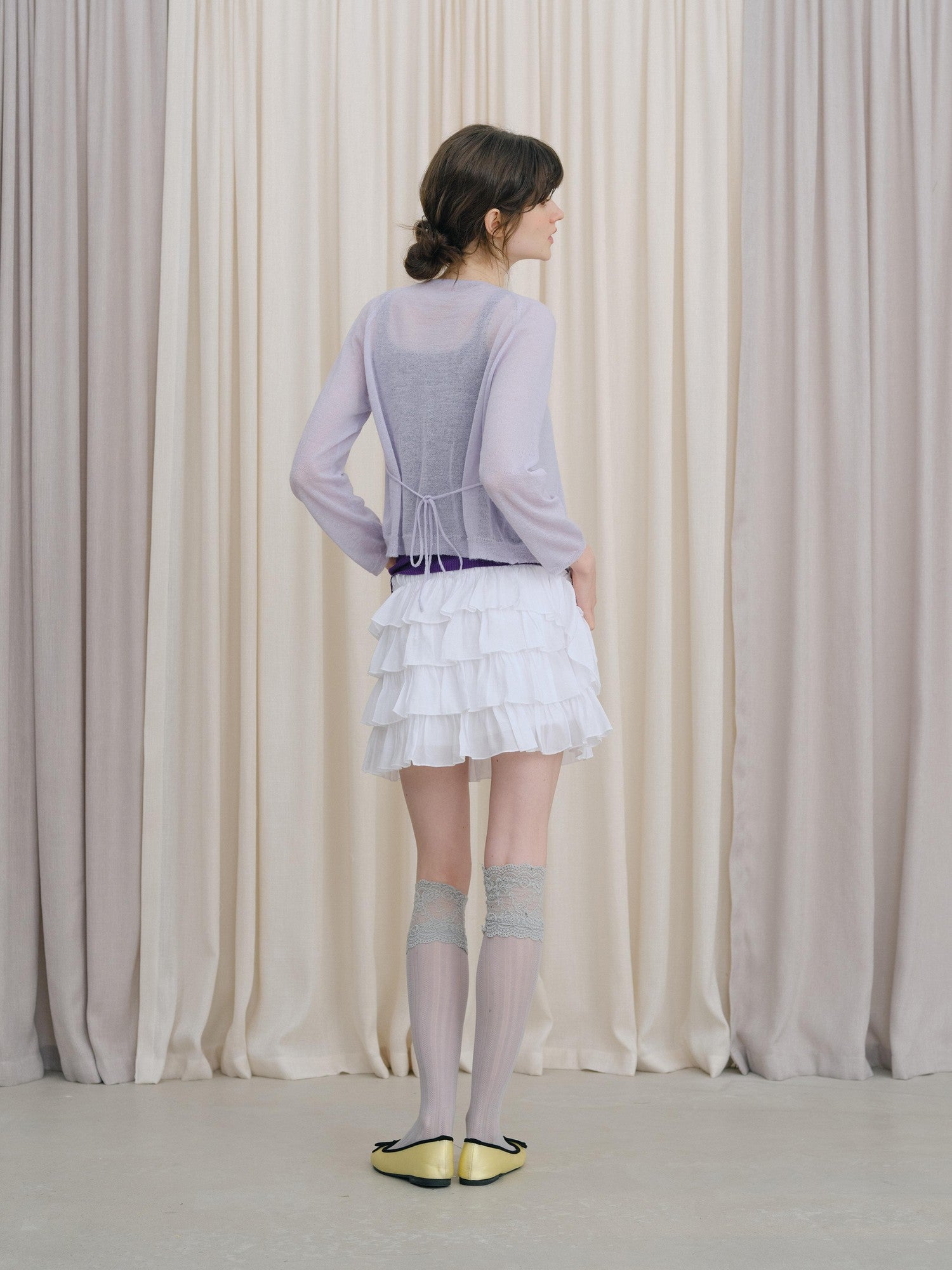 DKZ OFFICIAL White Layered Lace Puffed Cake A Line Women&