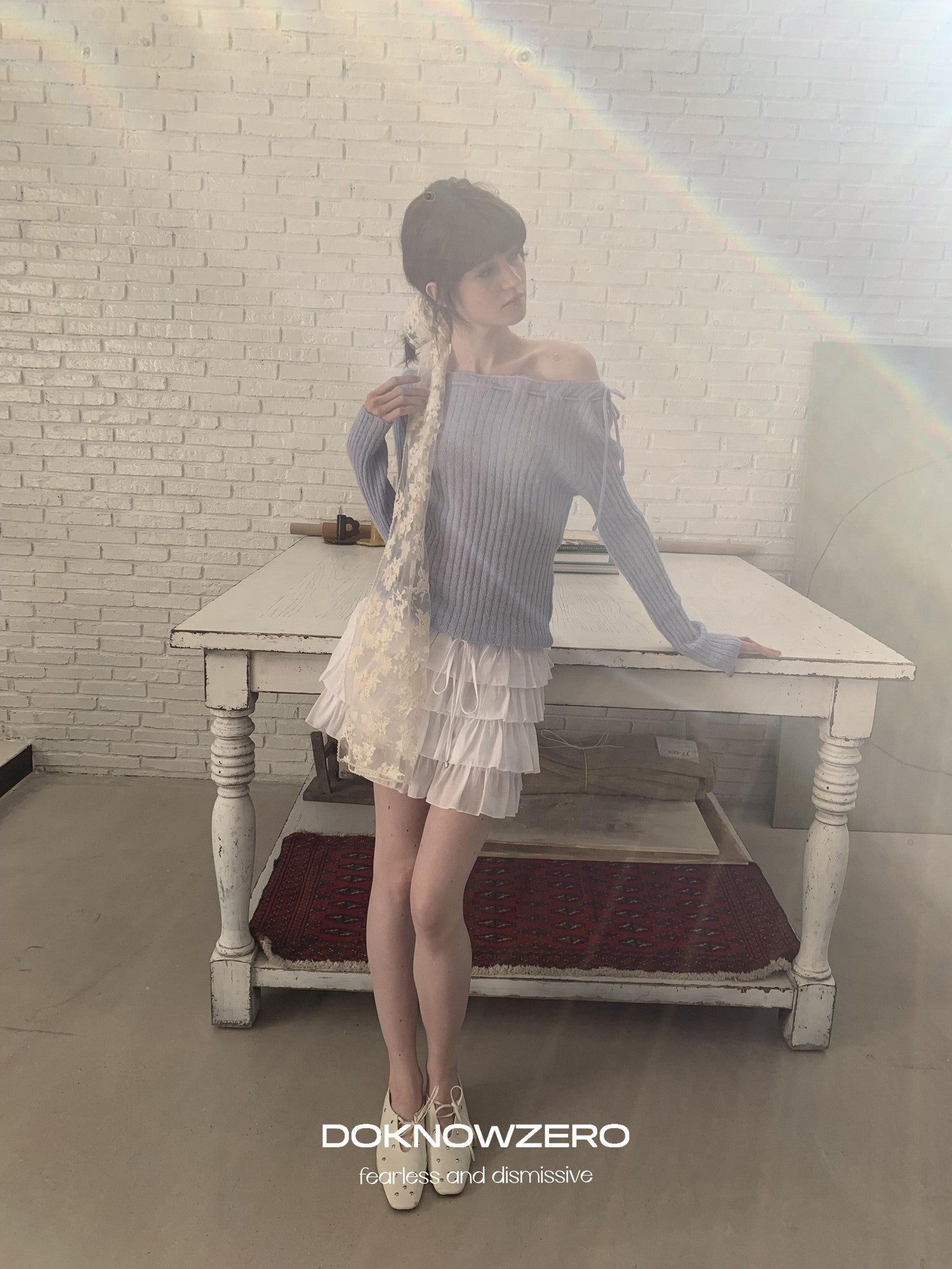 DKZ OFFICIAL White Layered Lace Puffed Cake A Line Women&