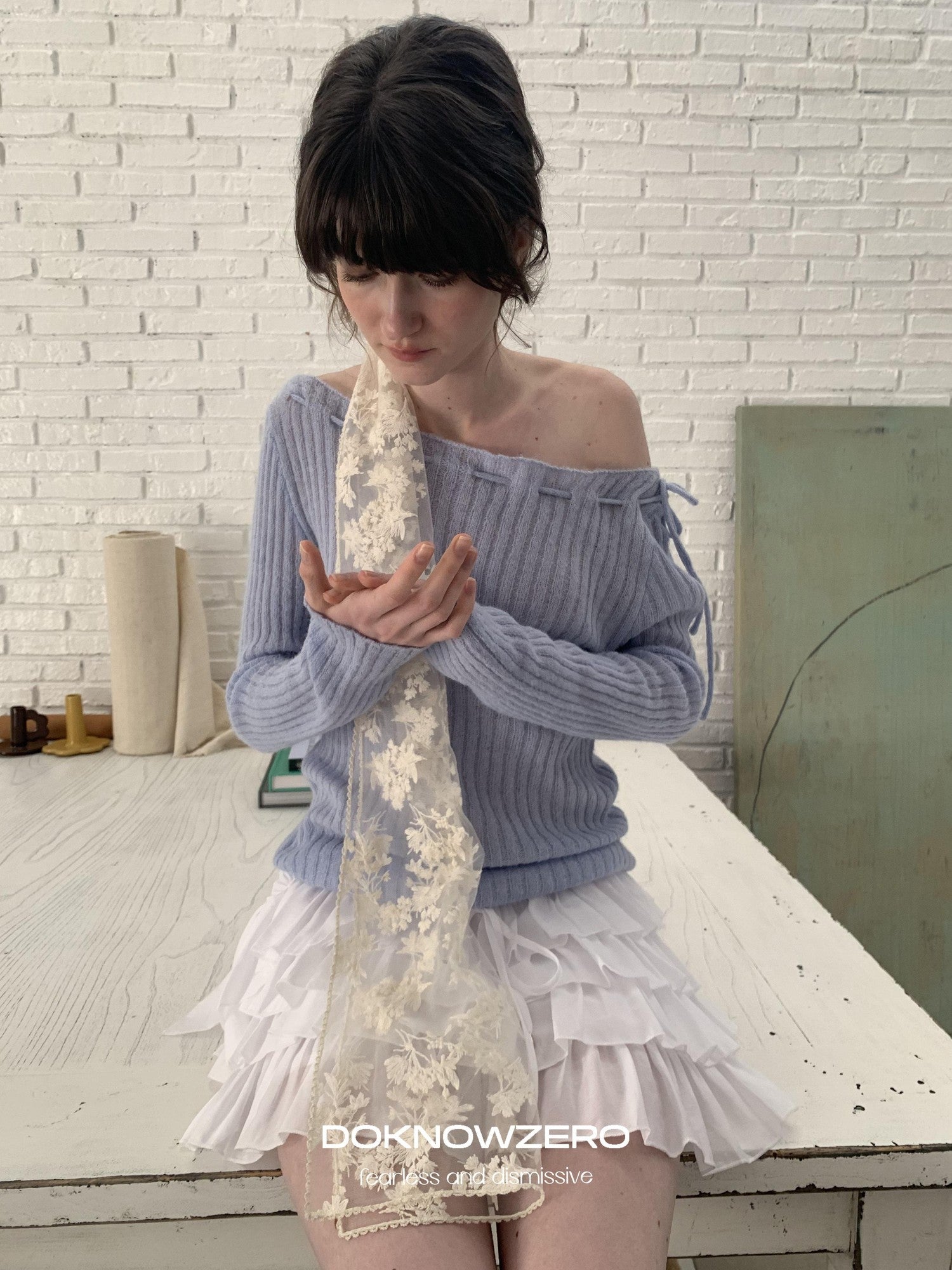DKZ OFFICIAL White Layered Lace Puffed Cake A Line Women&
