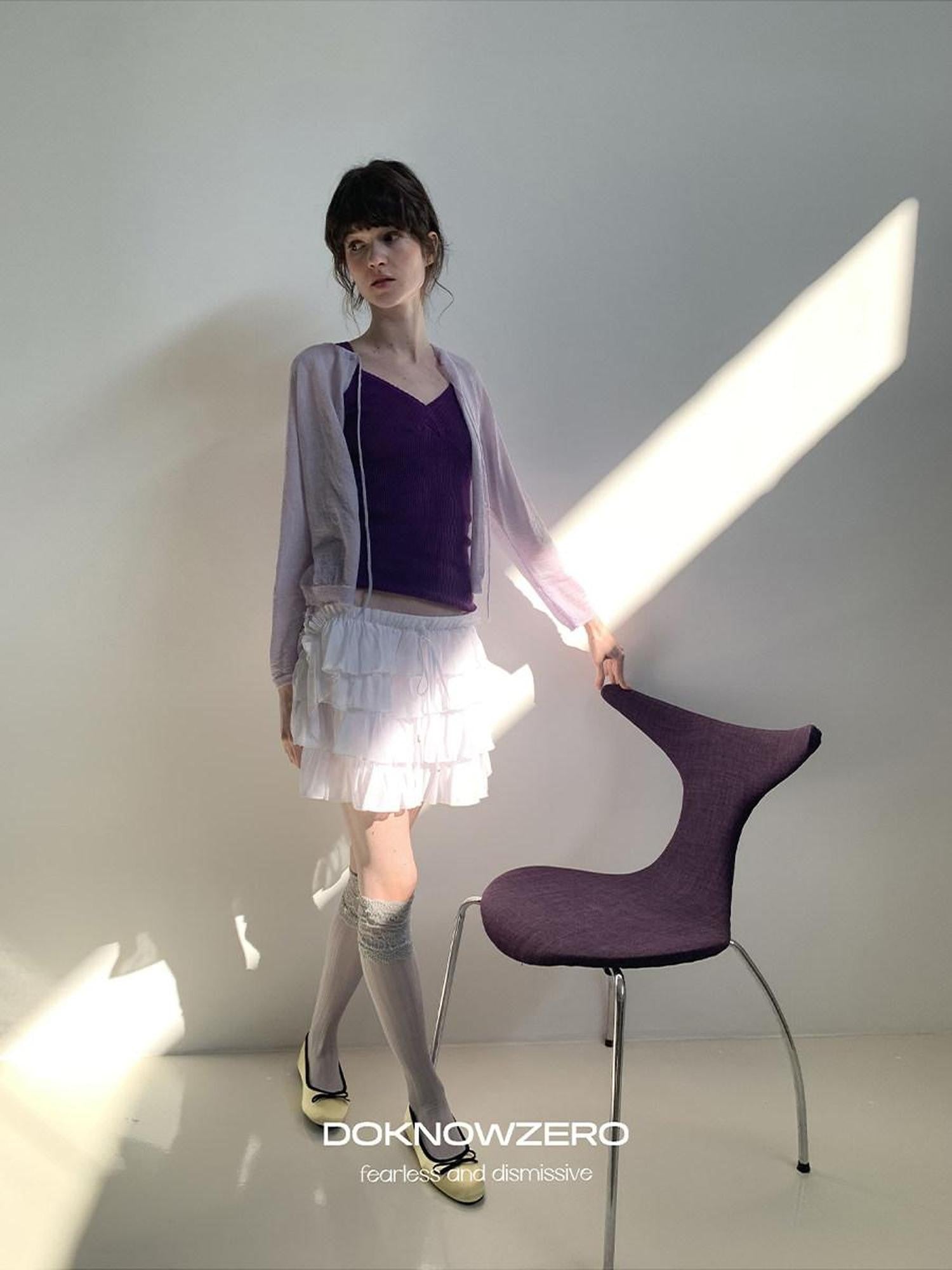 DKZ OFFICIAL White Layered Lace Puffed Cake A Line Women&