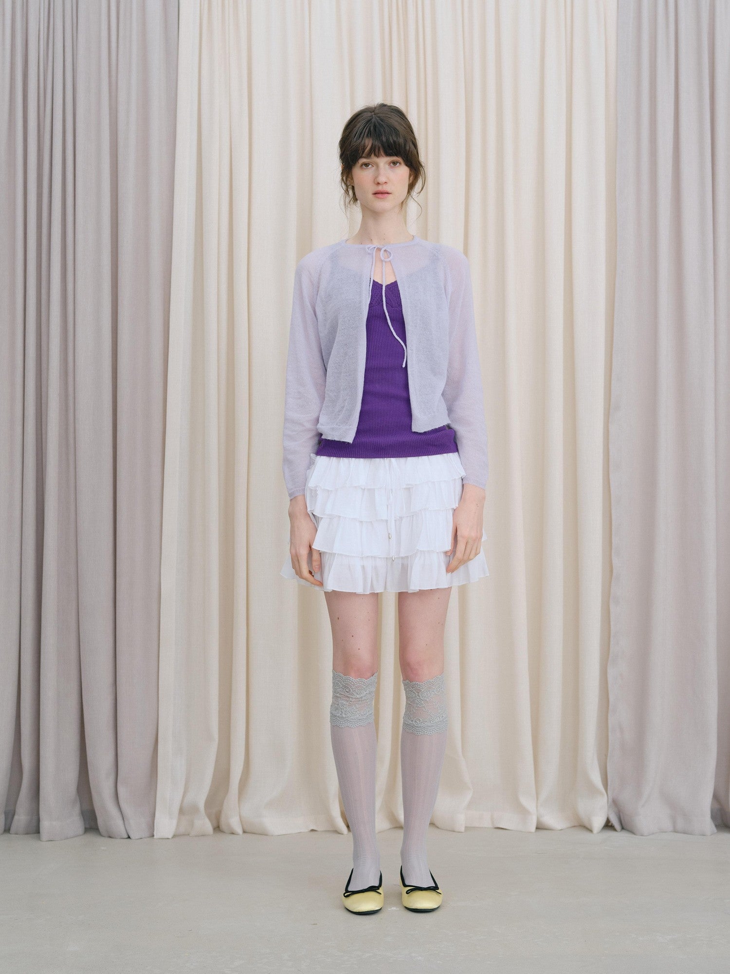 DKZ OFFICIAL White Layered Lace Puffed Cake A Line Women&