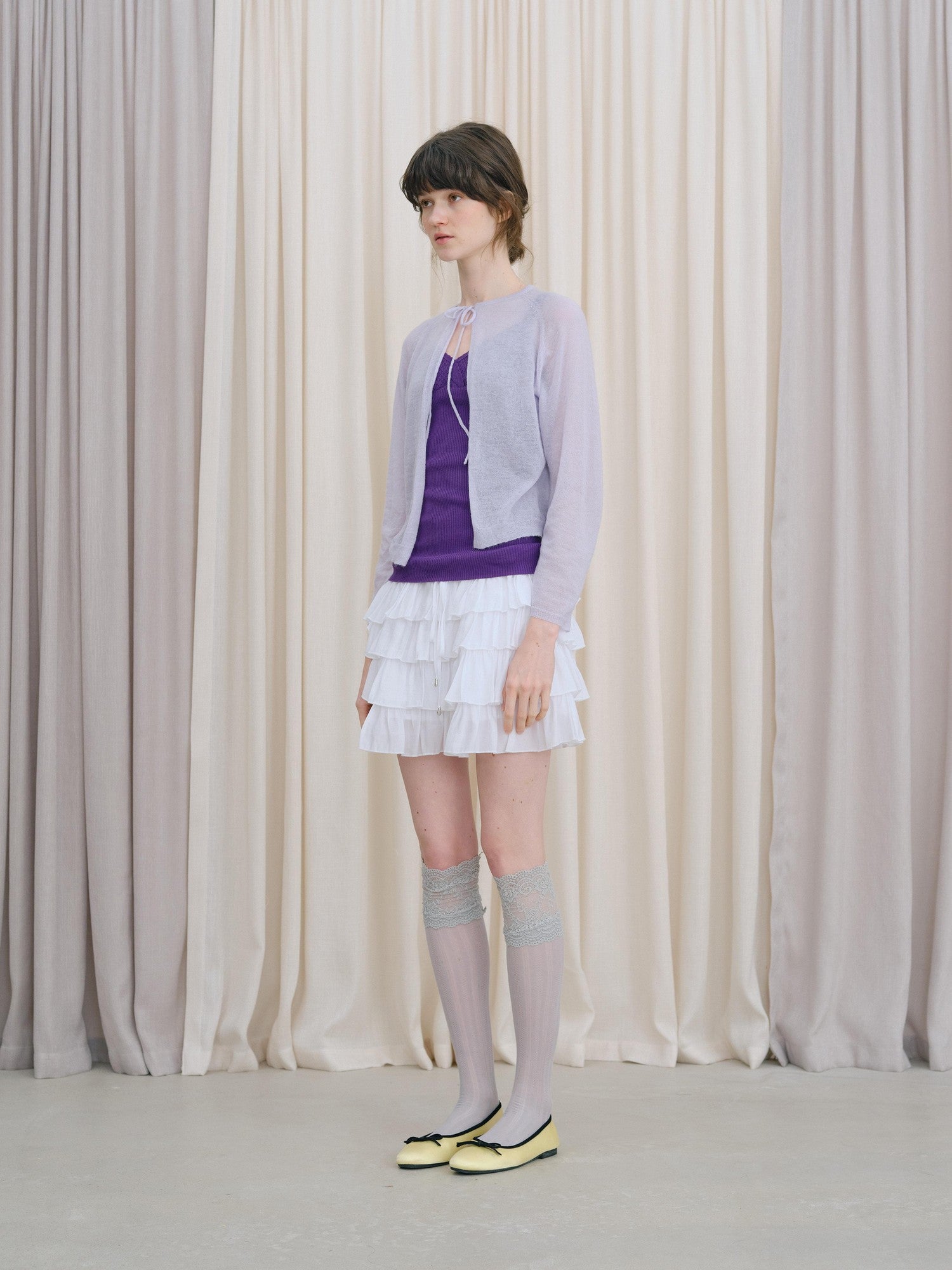 DKZ OFFICIAL White Layered Lace Puffed Cake A Line Women&