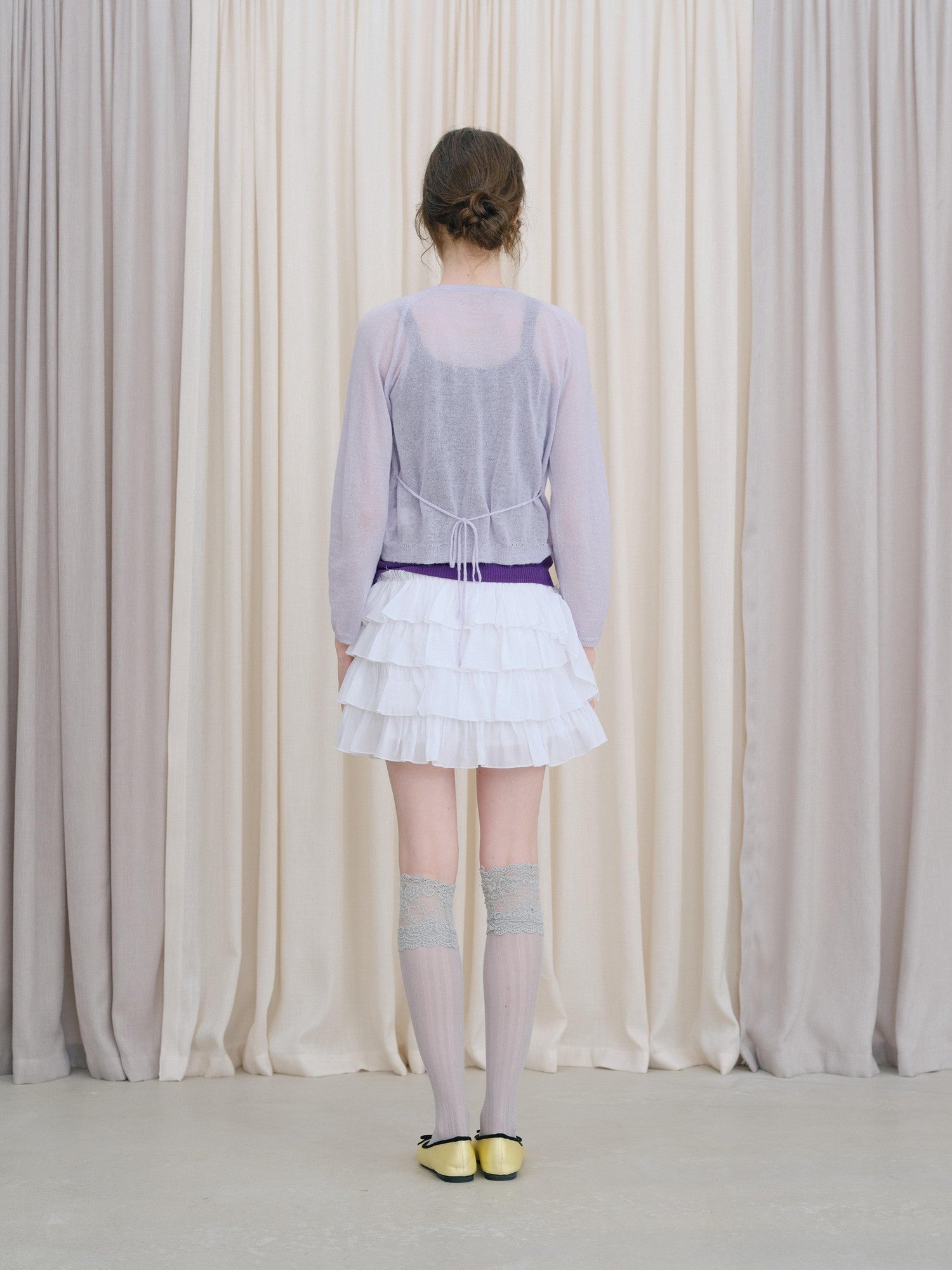 DKZ OFFICIAL White Layered Lace Puffed Cake A Line Women&