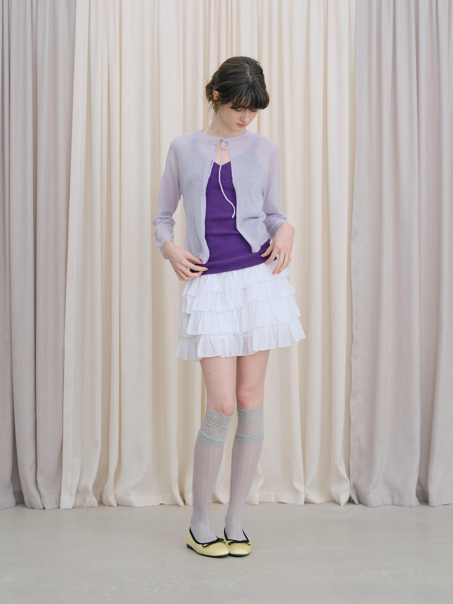 DKZ OFFICIAL White Layered Lace Puffed Cake A Line Women&