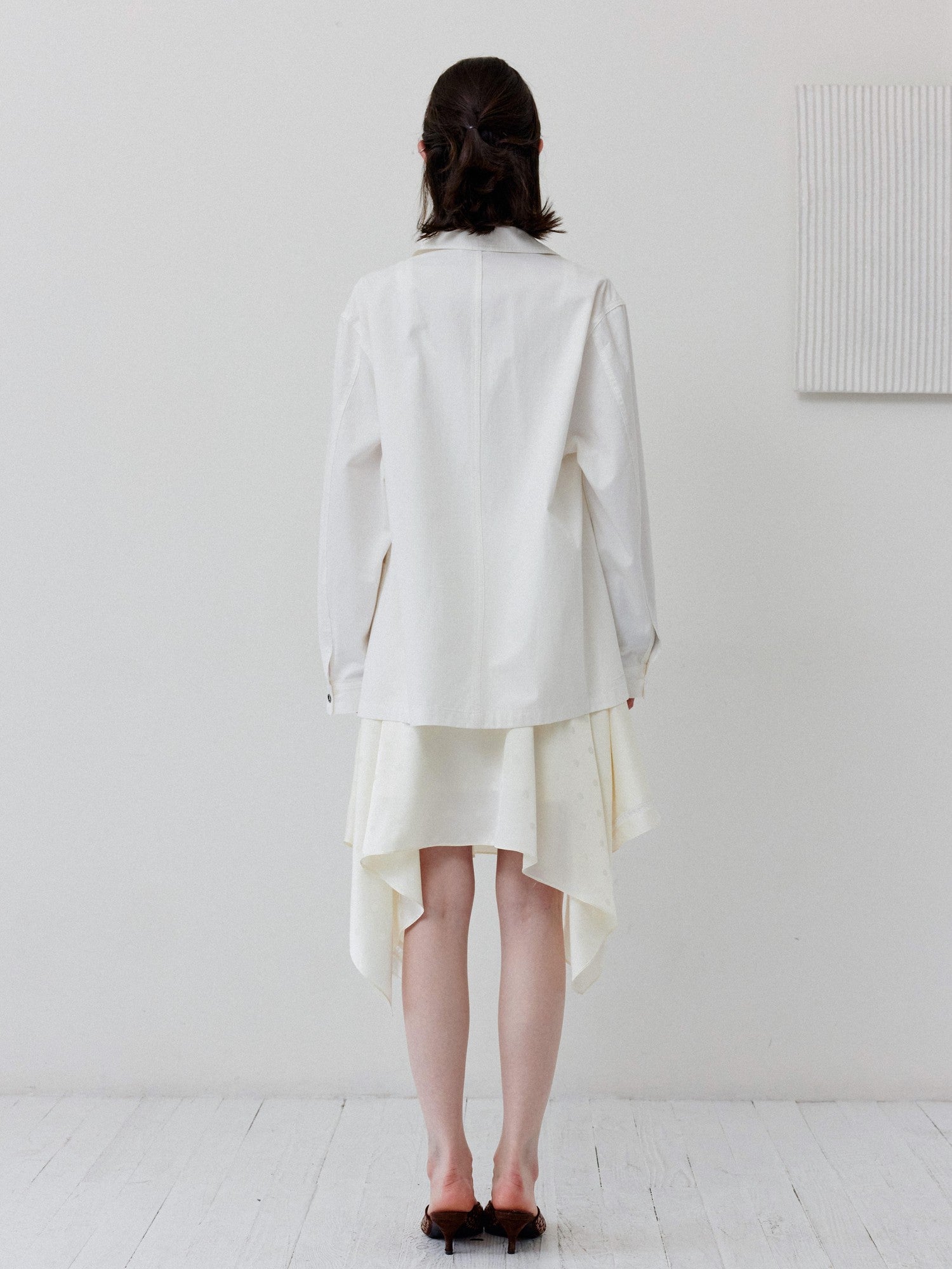 DKZ OFFICIAL White Loose Minimalist Single Breasted Notched Lapel Women&