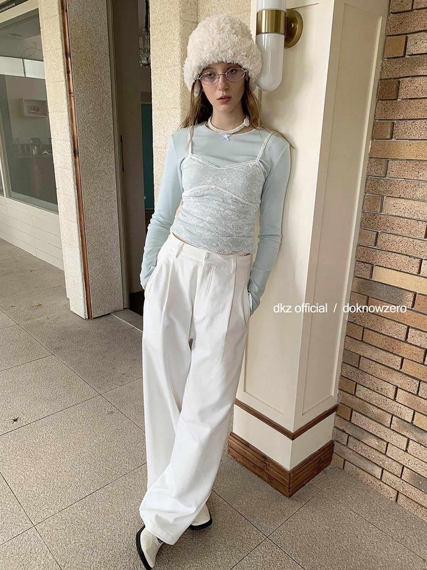DKZ OFFICIAL White Pocket Draped Minimalist Women&
