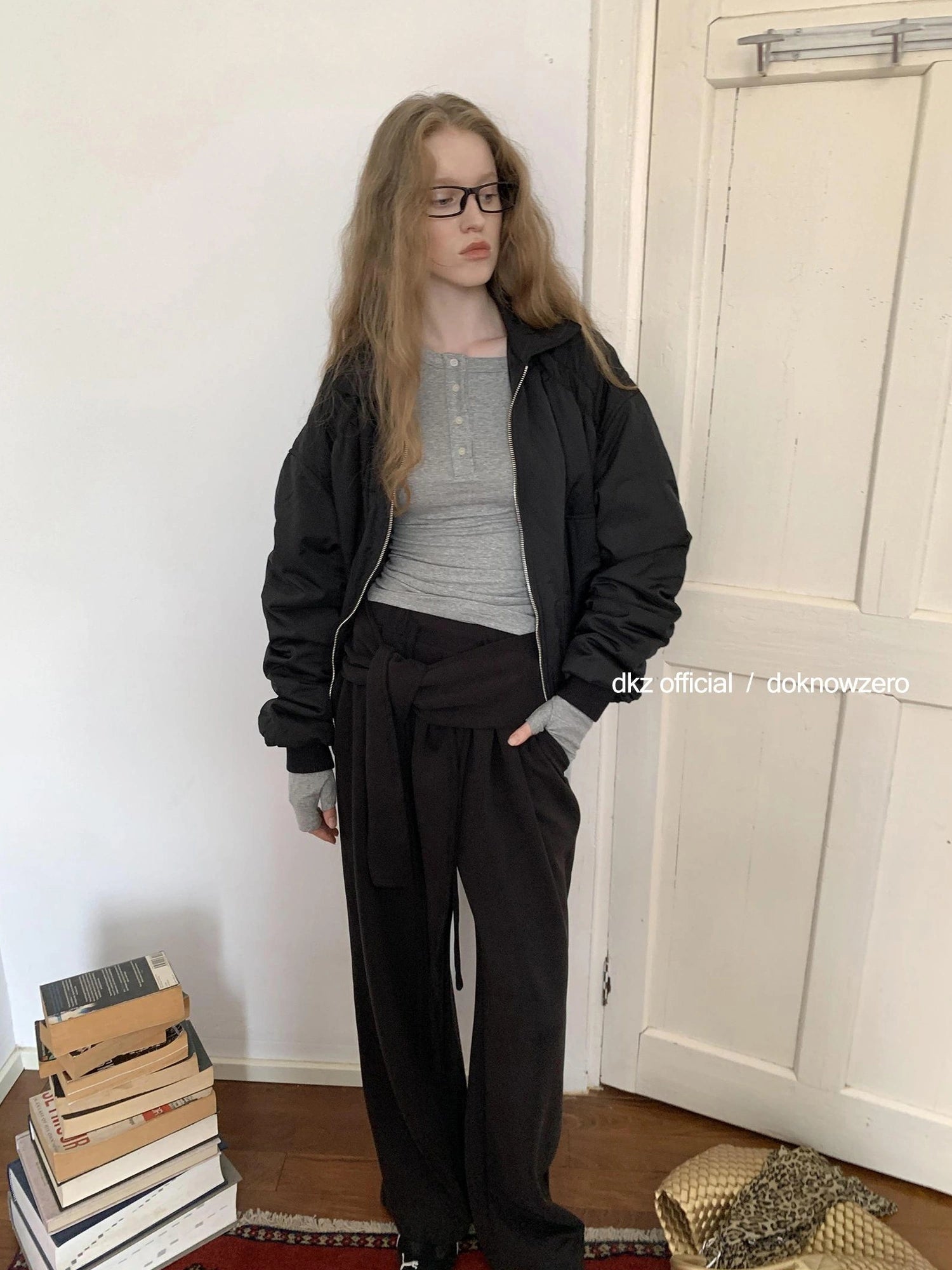 DKZ OFFICIAL Wide Leg Trousers With Tie Waist And Drape