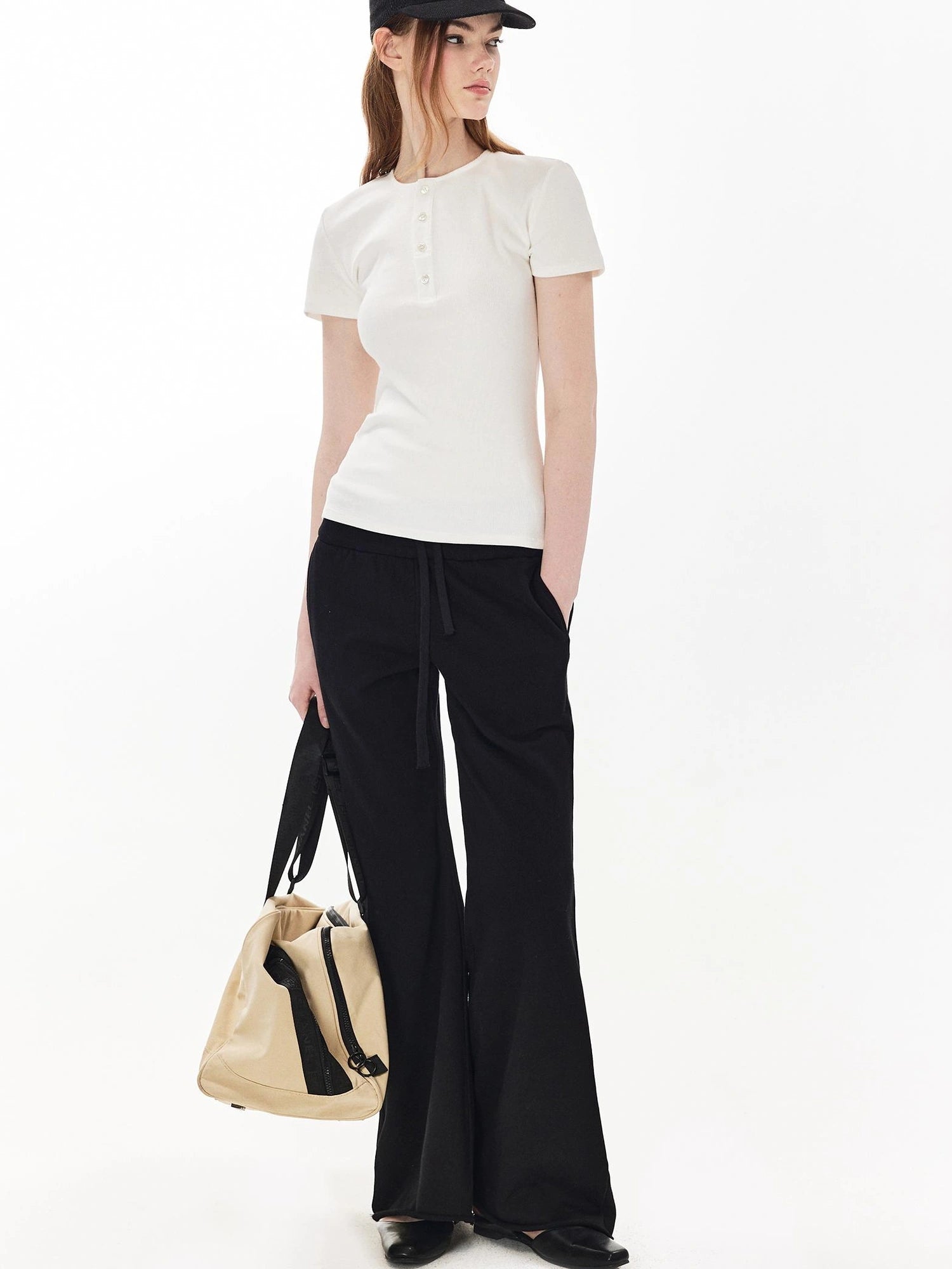 DKZ OFFICIAL Wide Waist Relaxed Flared Sweatpants