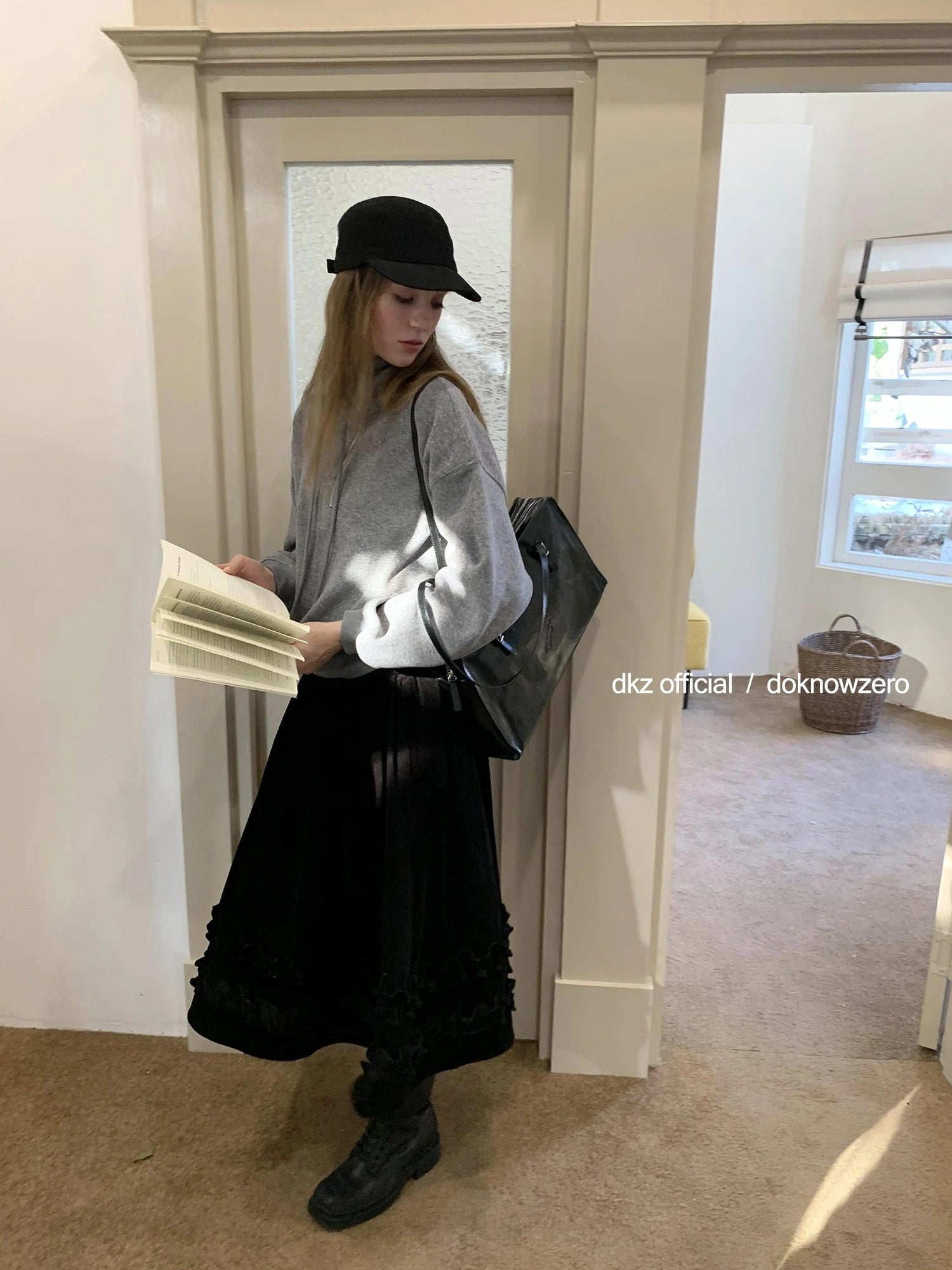 DKZ OFFICIAL Women Half Zip Sweatshirt Autumn Winter Loose Casual Top