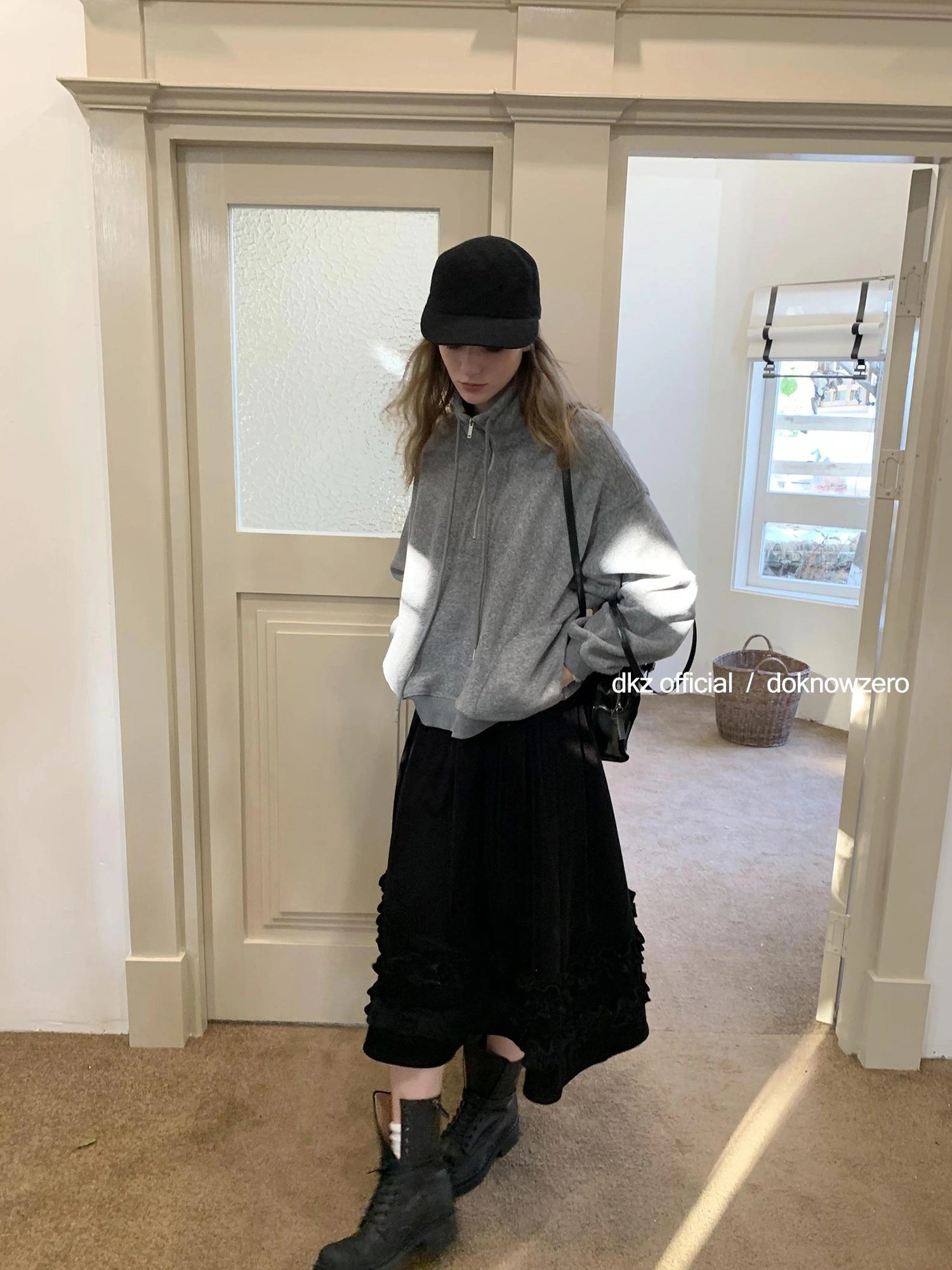 DKZ OFFICIAL Women Half Zip Sweatshirt Autumn Winter Loose Casual Top