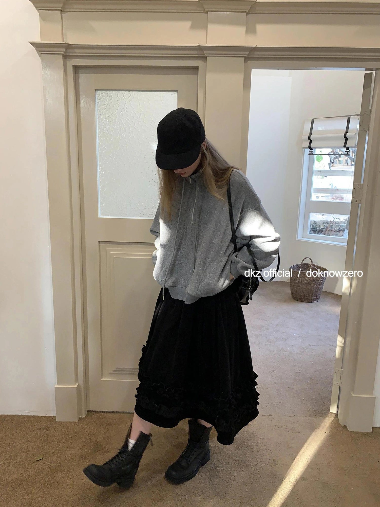 DKZ OFFICIAL Women Half Zip Sweatshirt Autumn Winter Loose Casual Top