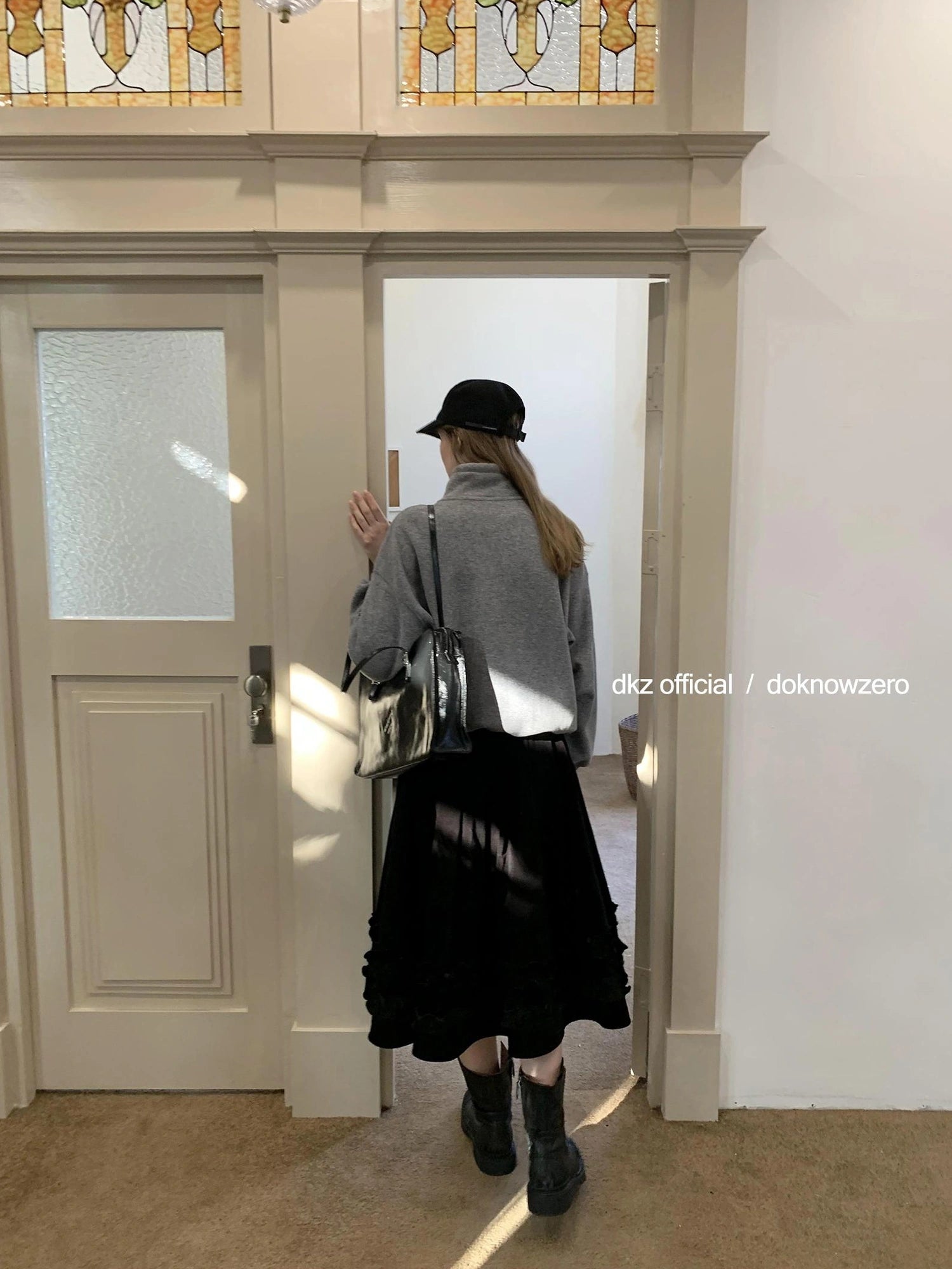 DKZ OFFICIAL Women Half Zip Sweatshirt Autumn Winter Loose Casual Top