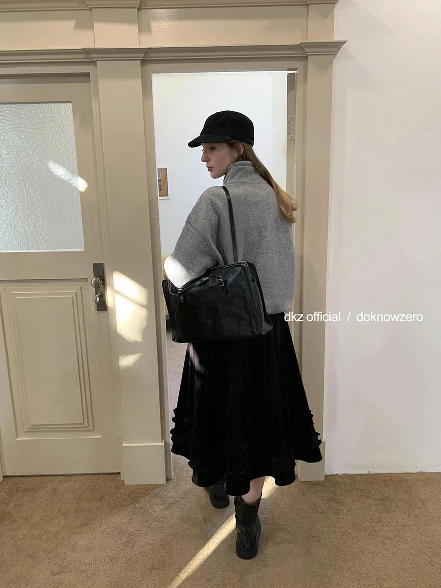 DKZ OFFICIAL Women Half Zip Sweatshirt Autumn Winter Loose Casual Top