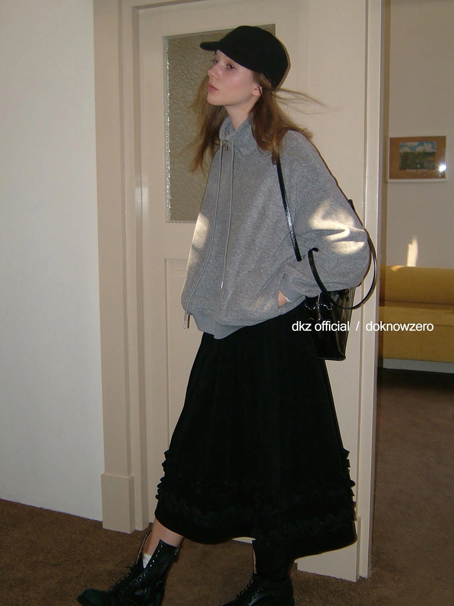 DKZ OFFICIAL Women Half Zip Sweatshirt Autumn Winter Loose Casual Top