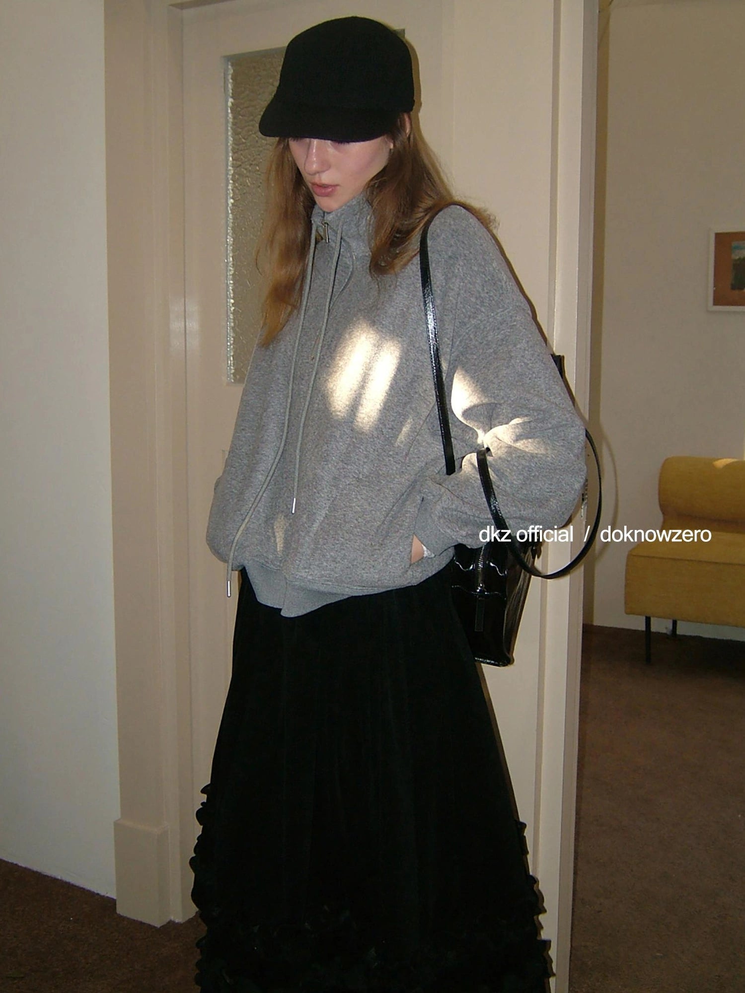 DKZ OFFICIAL Women Half Zip Sweatshirt Autumn Winter Loose Casual Top