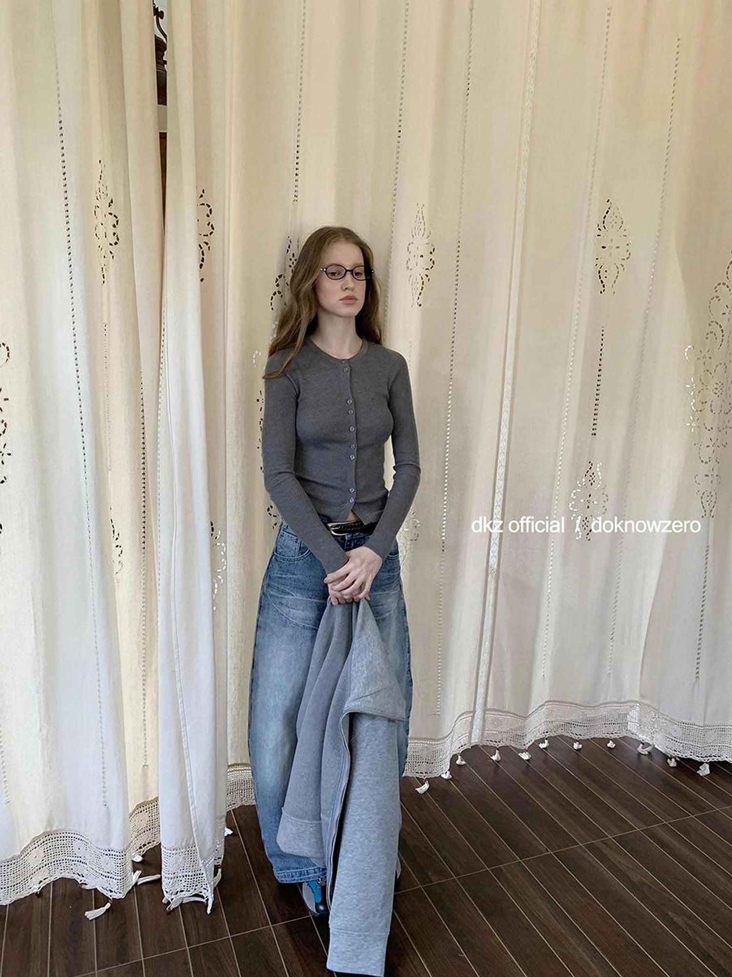 DKZ OFFICIAL Women Slim Fit Knit Cardigan For Autumn