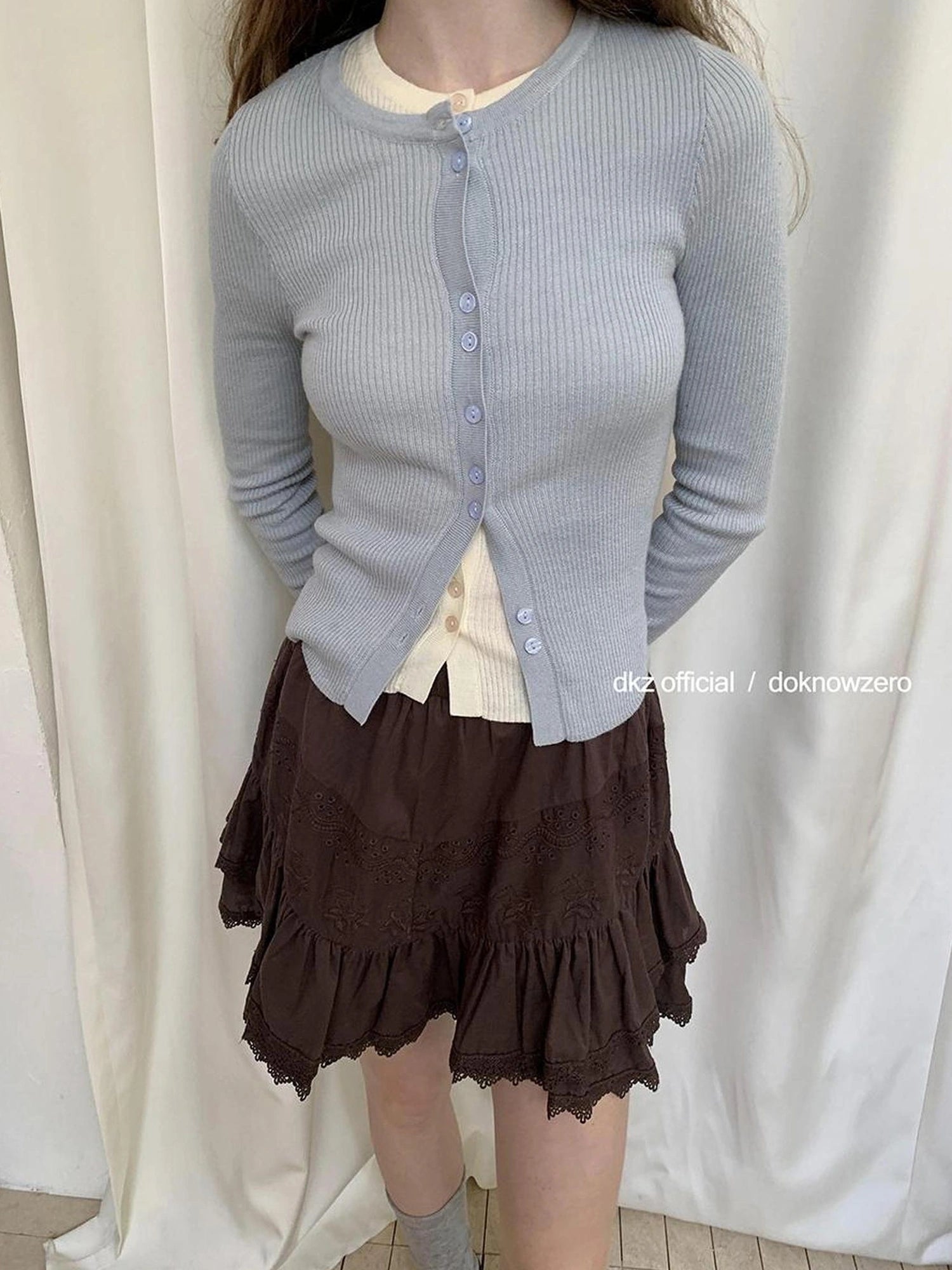 DKZ OFFICIAL Women Slim Fit Knit Cardigan For Autumn