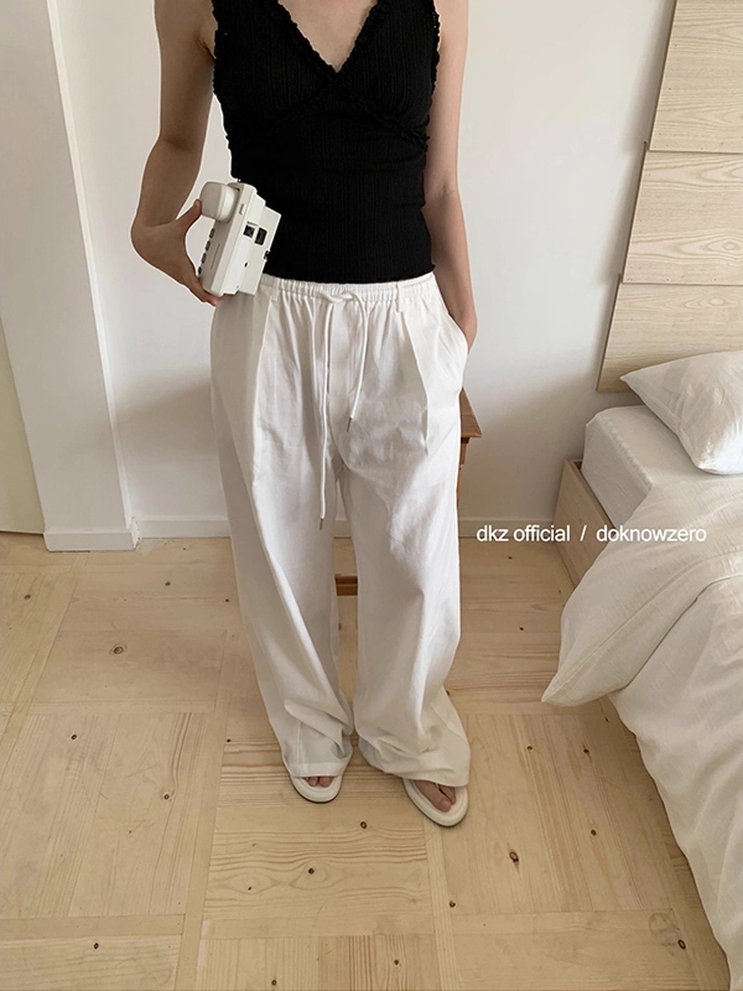DKZ_OFFICIAL_Women_Summer_Loose_Fit_Drawstring_Waist_Long_Pants_MISSTT