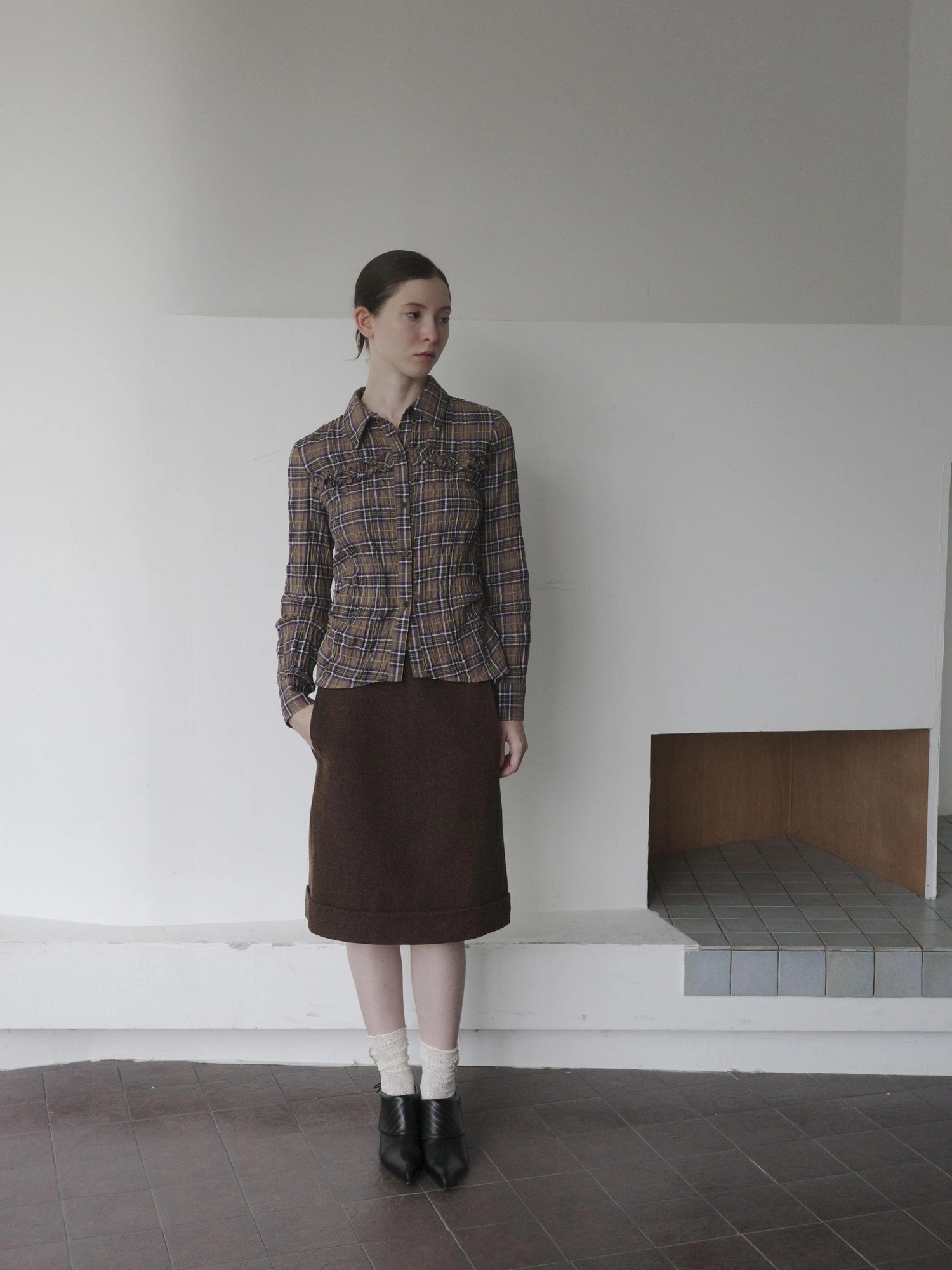 DKZ OFFICIAL Wool Straight Hemmed A Line Skirt