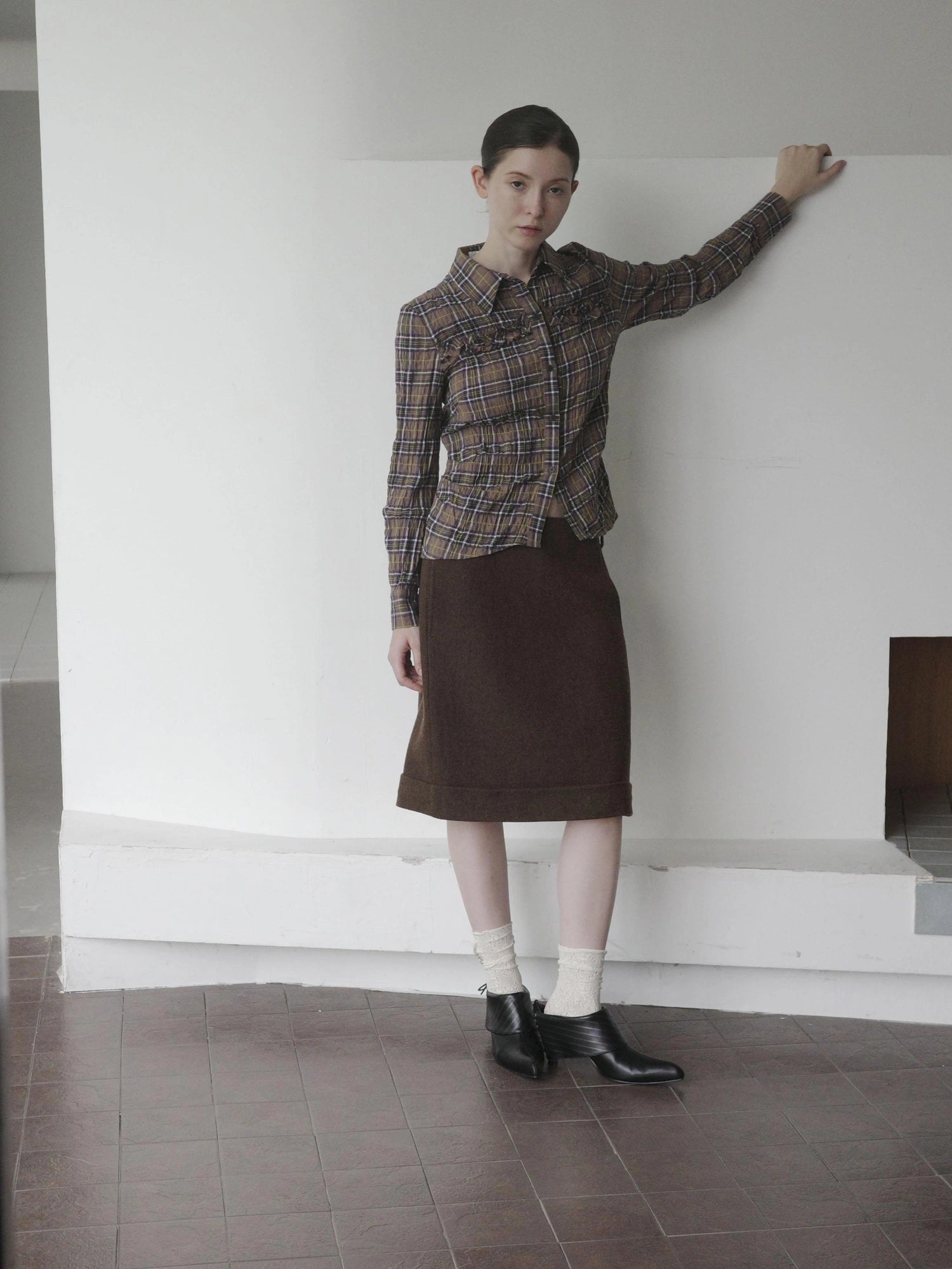 DKZ OFFICIAL Wool Straight Hemmed A Line Skirt