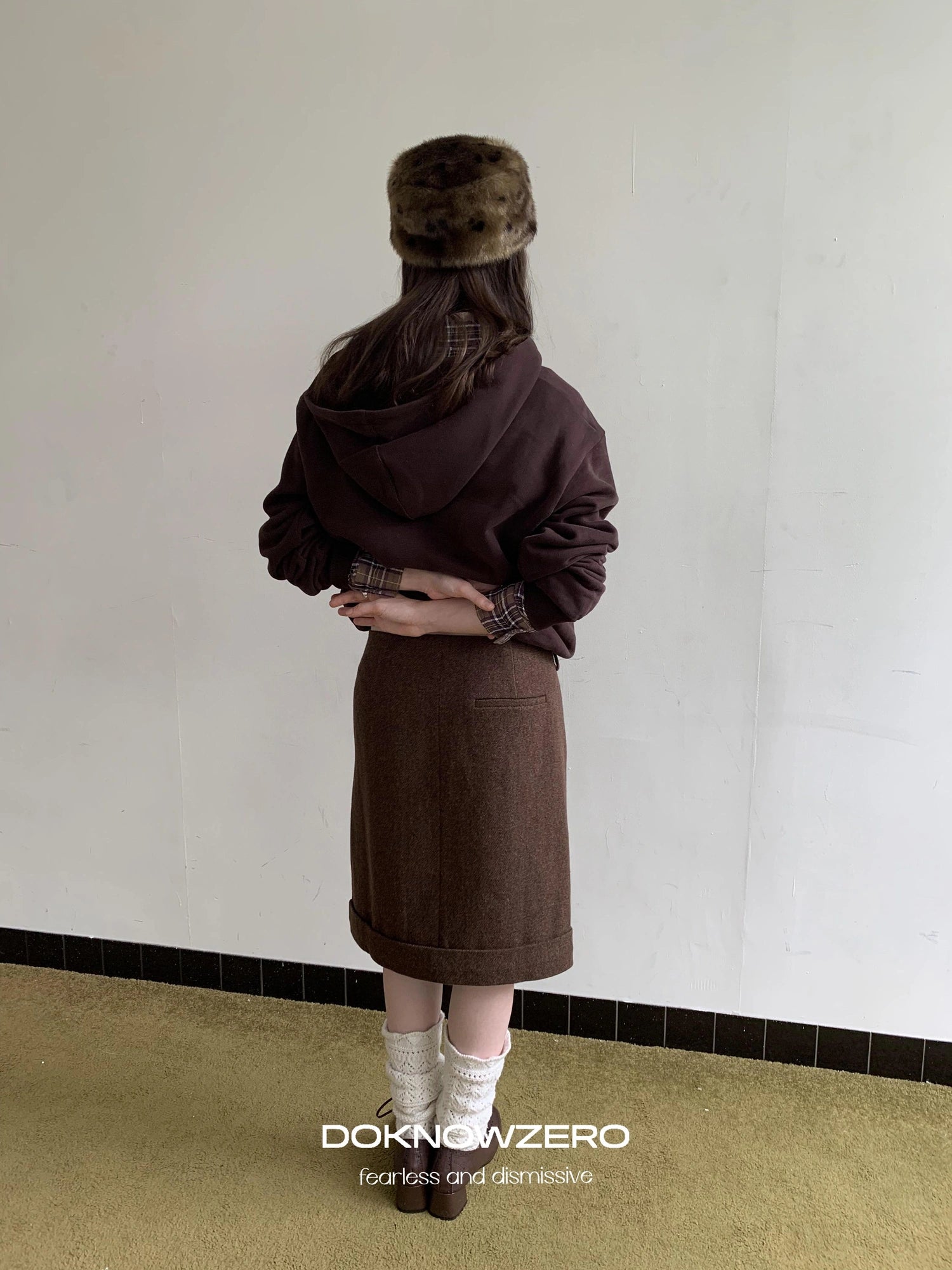 DKZ OFFICIAL Wool Straight Hemmed A Line Skirt