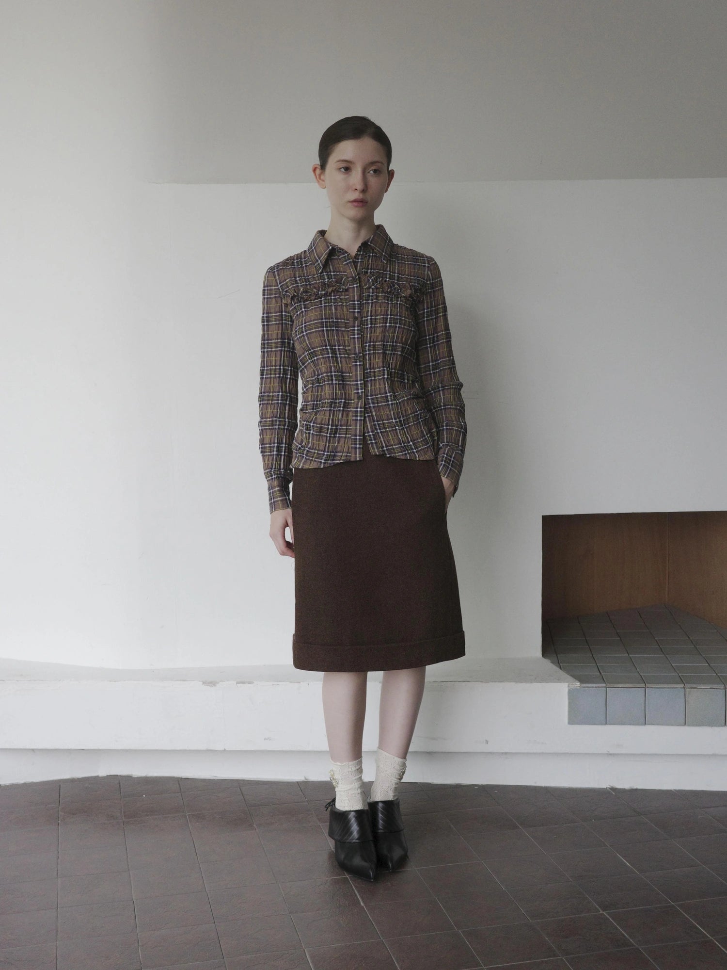 DKZ OFFICIAL Wool Straight Hemmed A Line Skirt