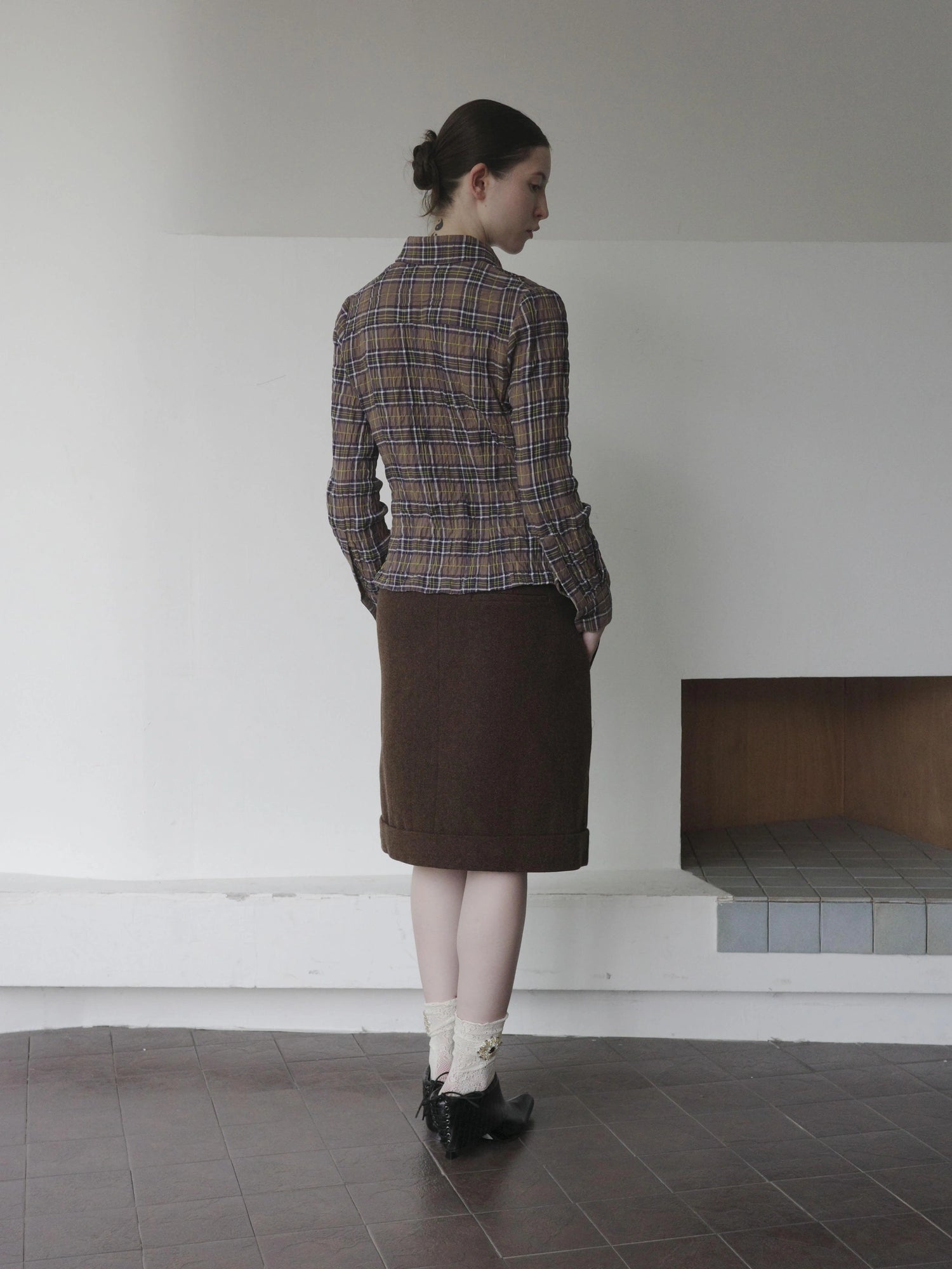 DKZ OFFICIAL Wool Straight Hemmed A Line Skirt