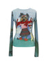 Dancing Puppy Print Fitted Long Sleeve T Shirt