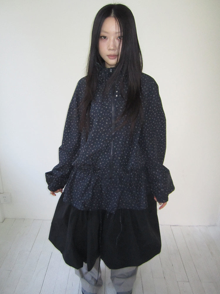 ang project Vintage Floral Print Lace-Up Waist Long Sleeve Blouse