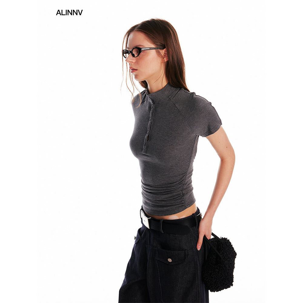ALINNV STUDIO Backless Slim Fit T Shirt Women Summer 2025