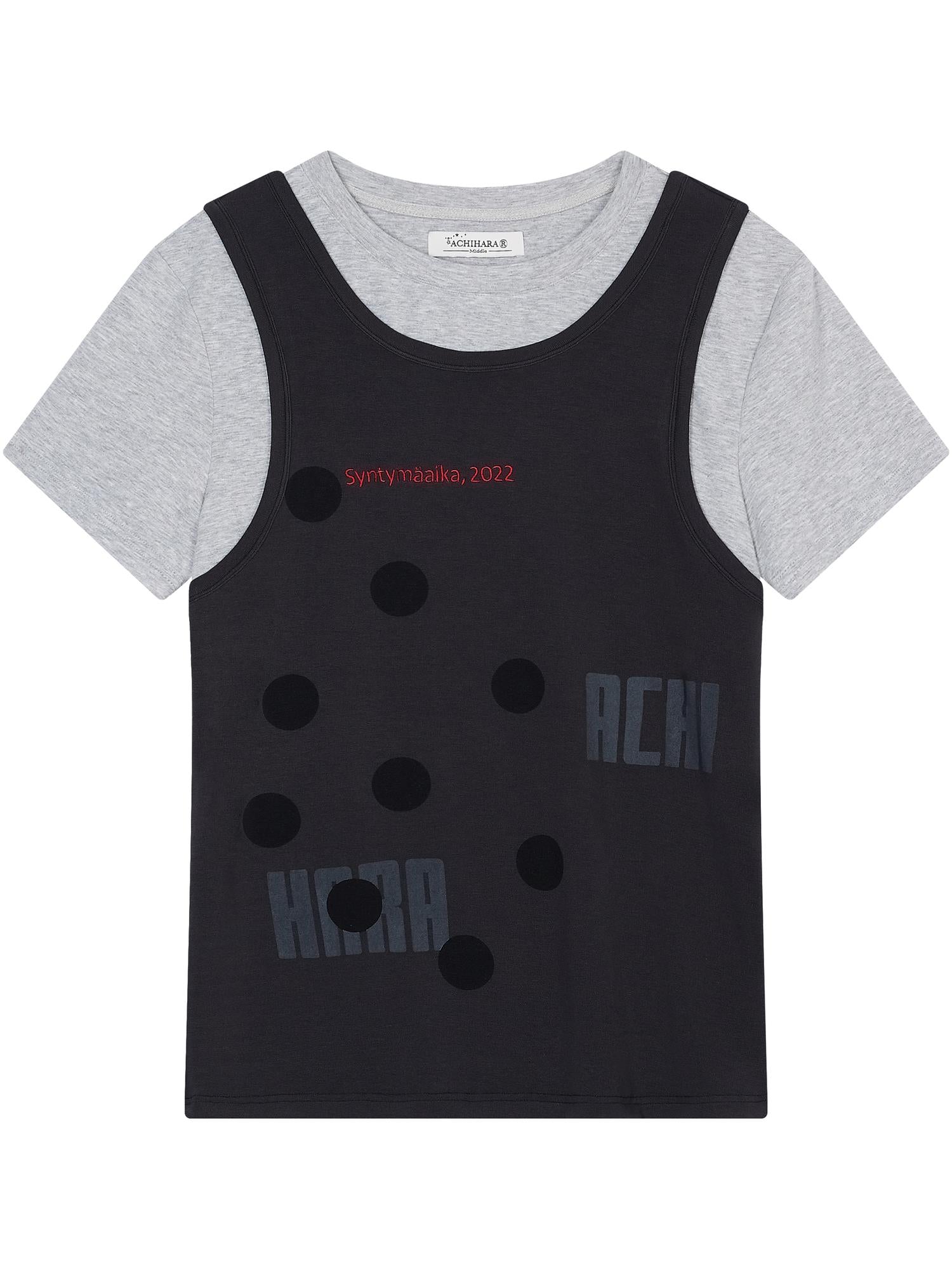 Achihara Tide Dot Mock Layered Knit Tee