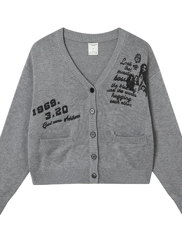 Vintage Love Knit Sweater With Lennon Ono Print