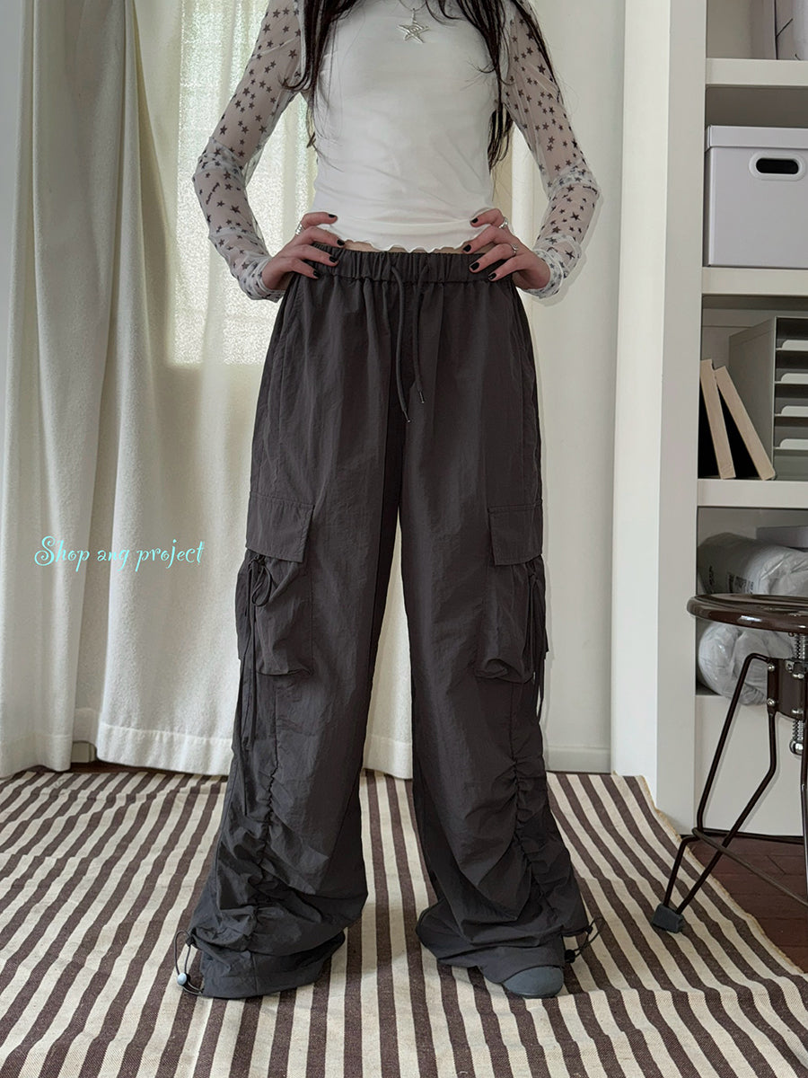 ang project Vintage Utility Wide Leg Pants With Drawstring Waist
