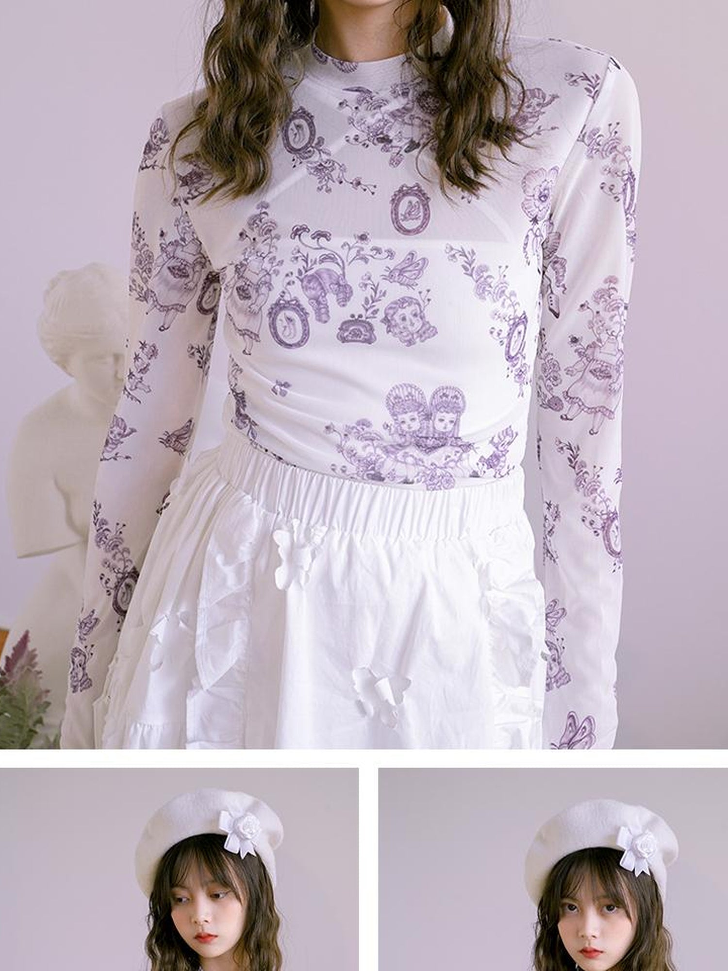 Daytoday Absurd Garden Printed Sheer Long Sleeve Shirt