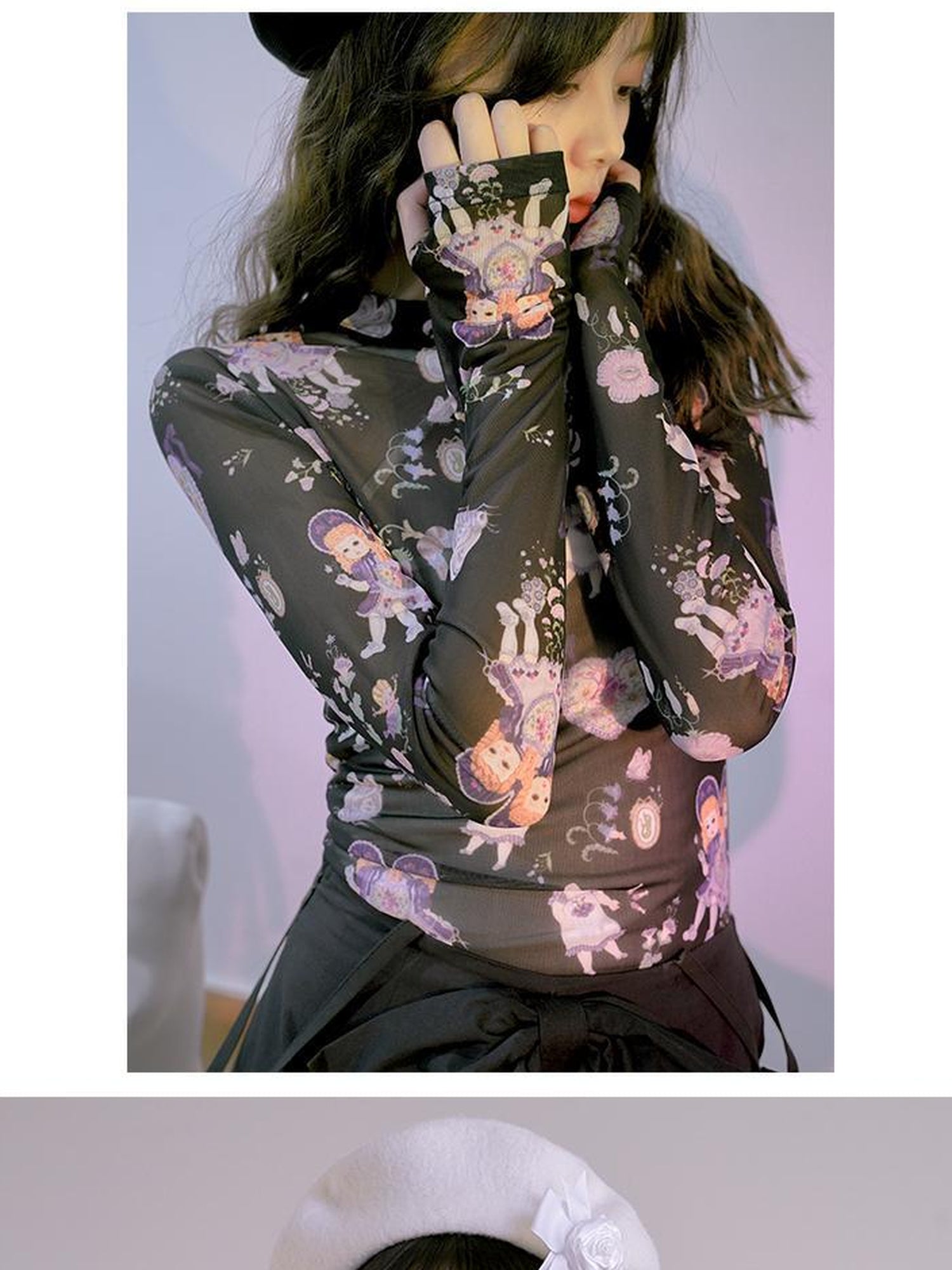 Daytoday Absurd Garden Printed Sheer Long Sleeve Shirt