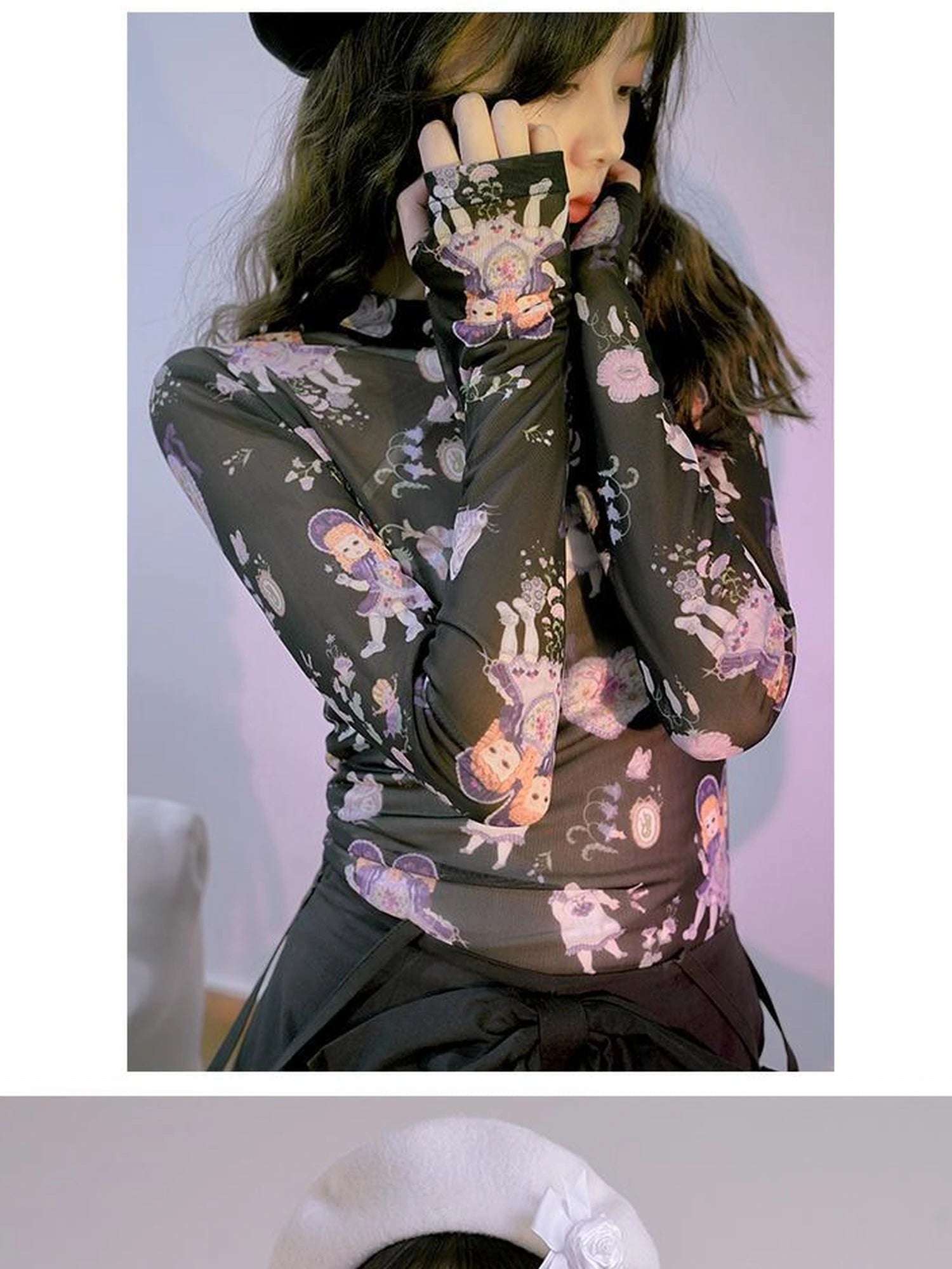 Absurd Garden Printed Sheer Long Sleeve Shirt
